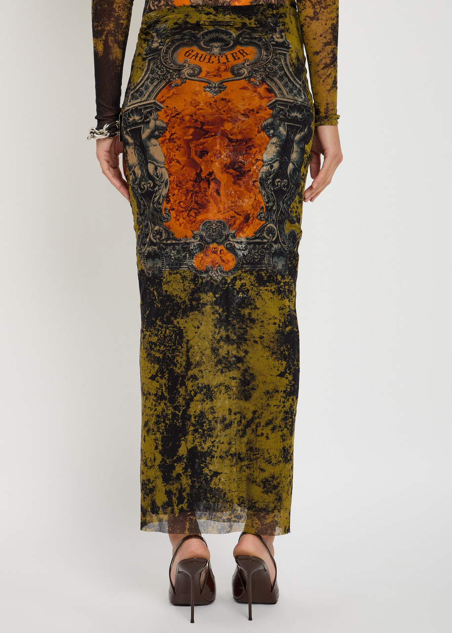 Jean Paul Gaultier Printed Mesh Midi Skirt - 3
