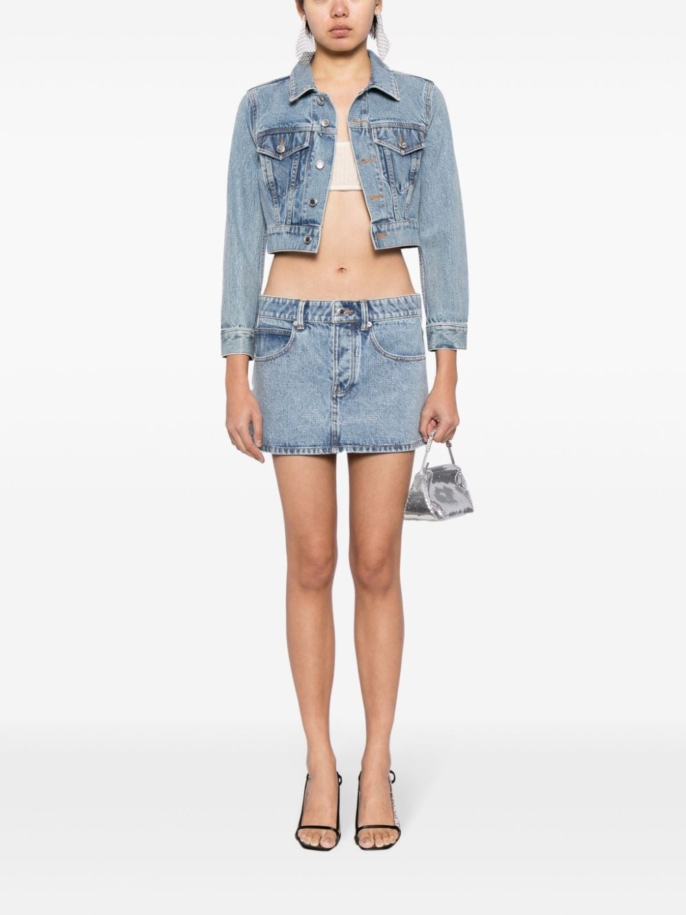 crystal-embellished denim mini skirt - 2