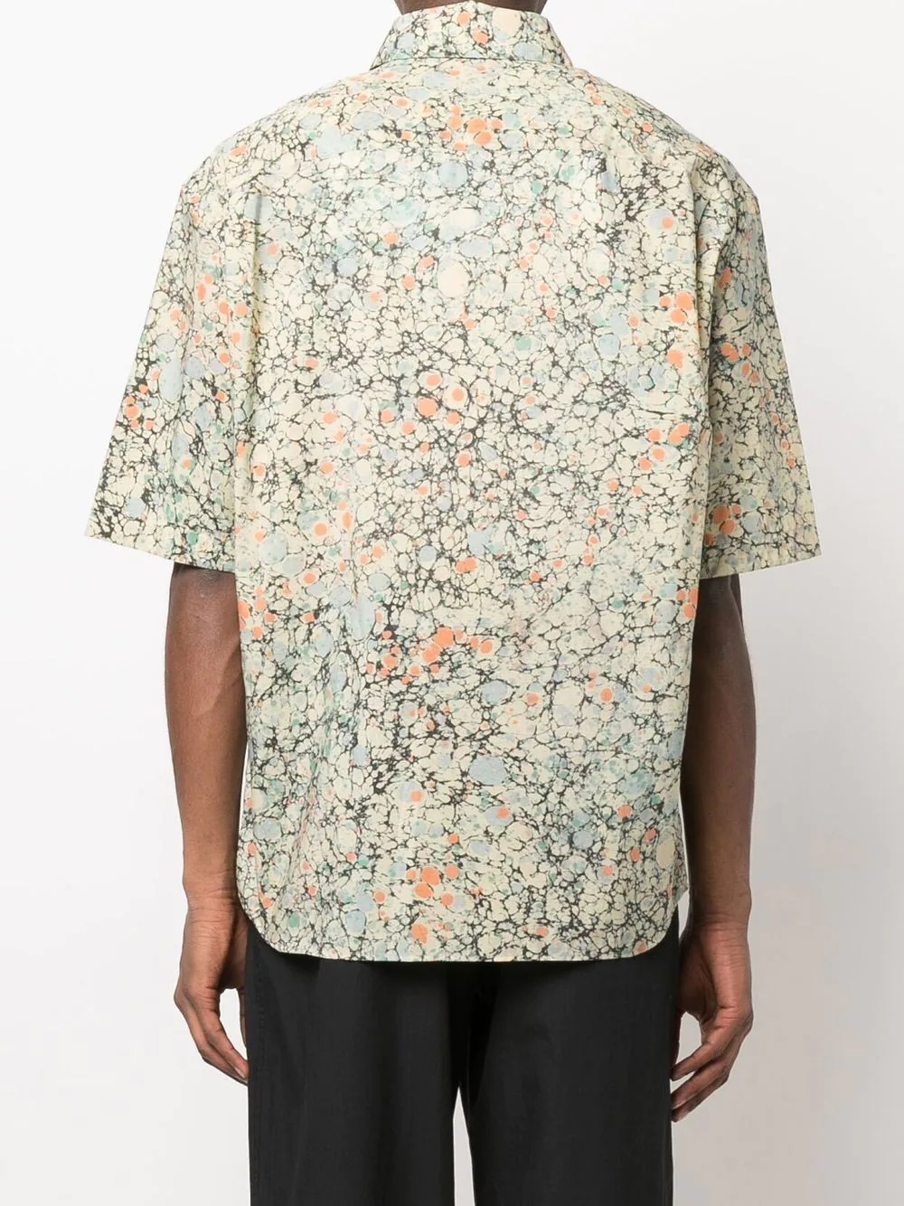 marbled pattern short-sleeved shirt - 5