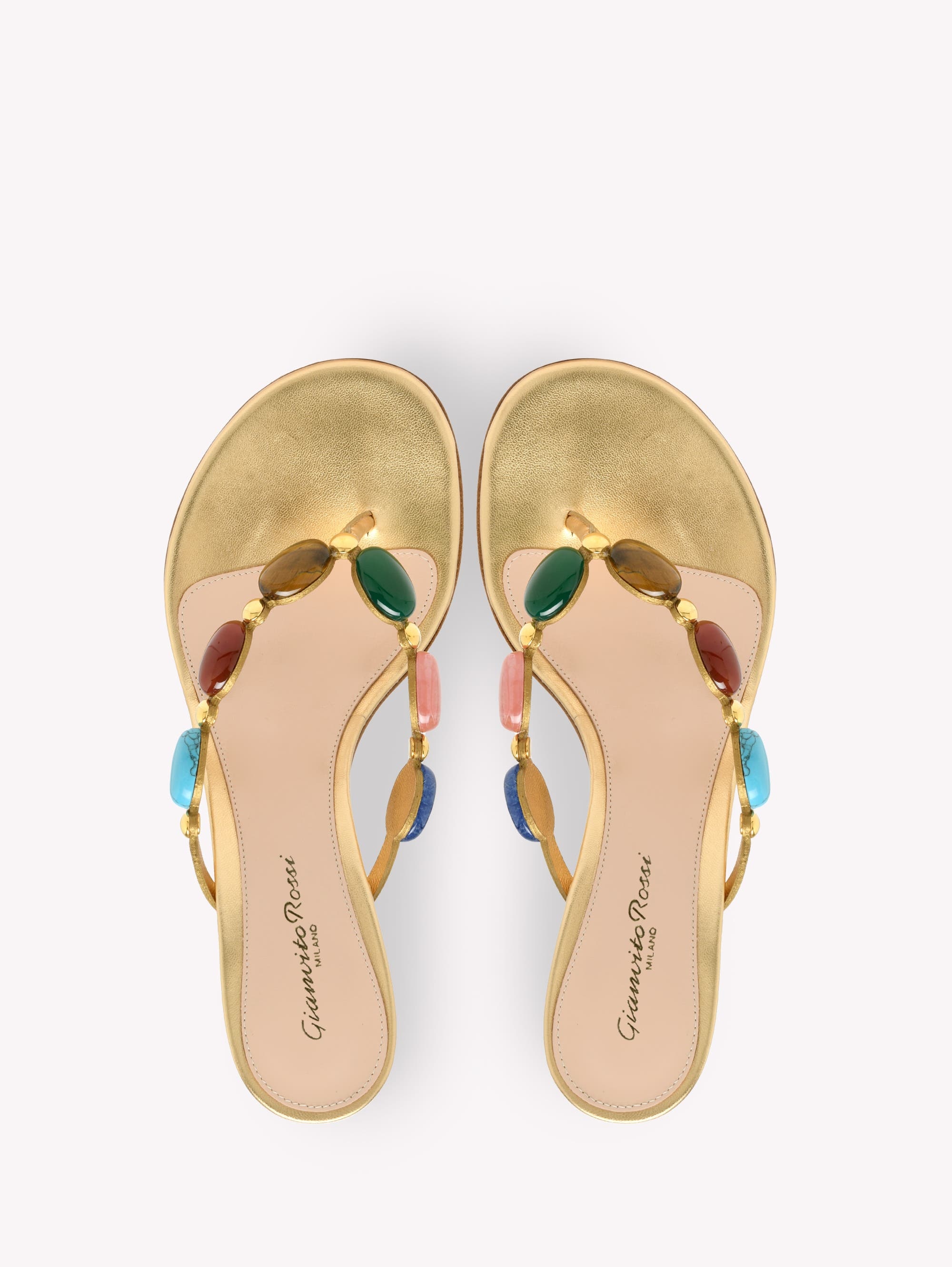 Gianvito Rossi Shanti Thong 70 Sandals in Metallic Gold at Nordstrom - 3