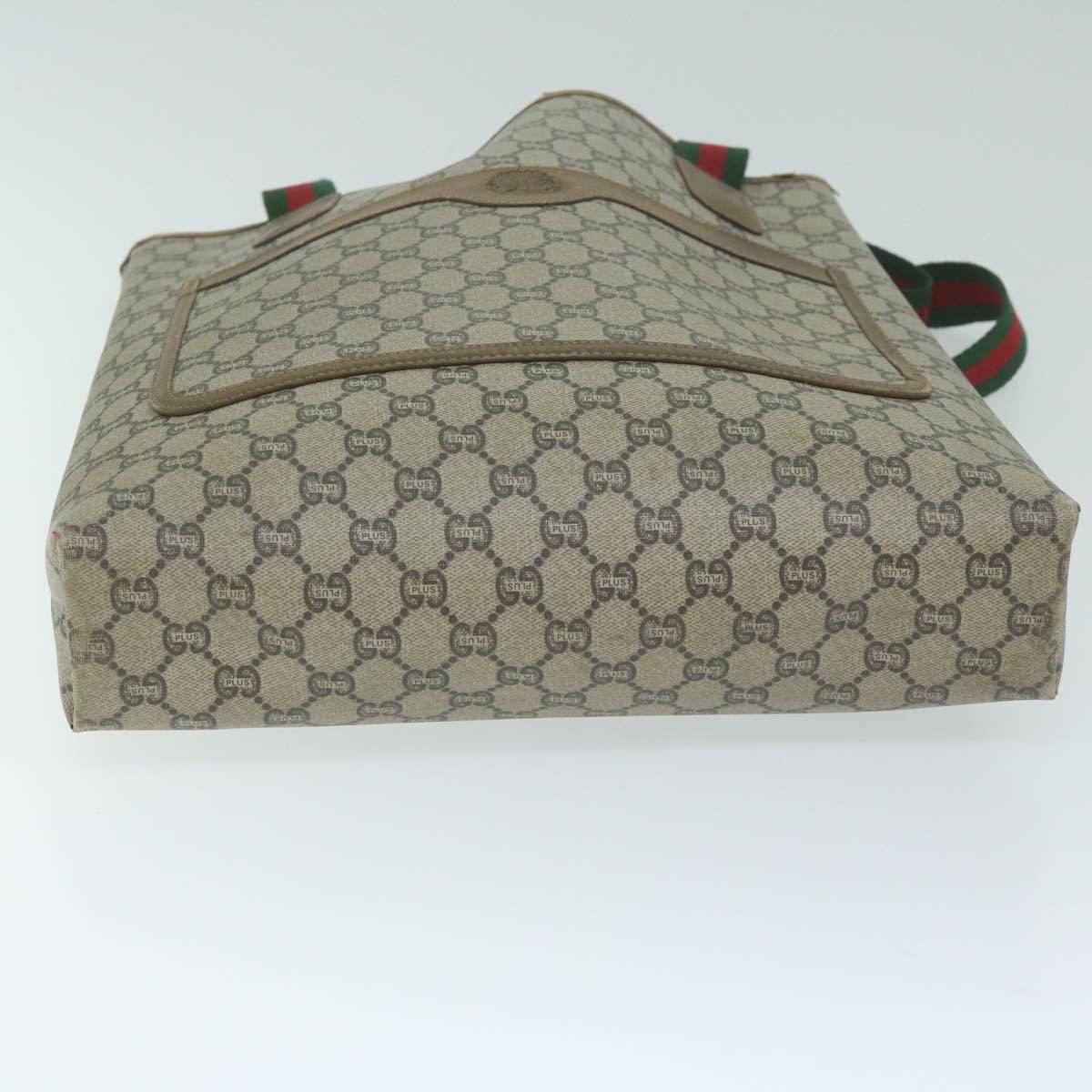 GUCCI GG Plus Supreme Web Sherry Line Tote Bag Beige Red Green - 10