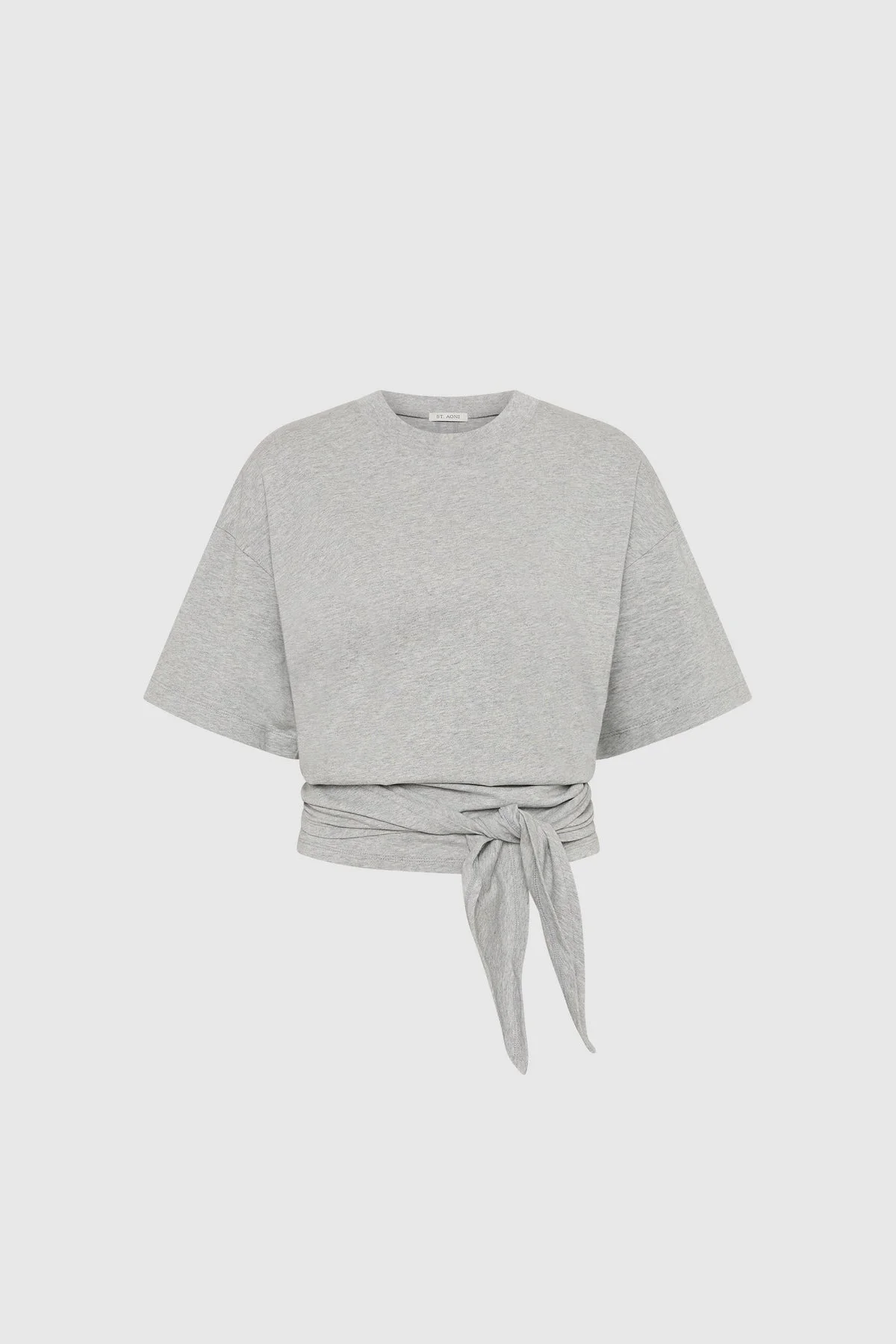 Cotton Jersey Split Back Tee - Light Grey Marle - 1
