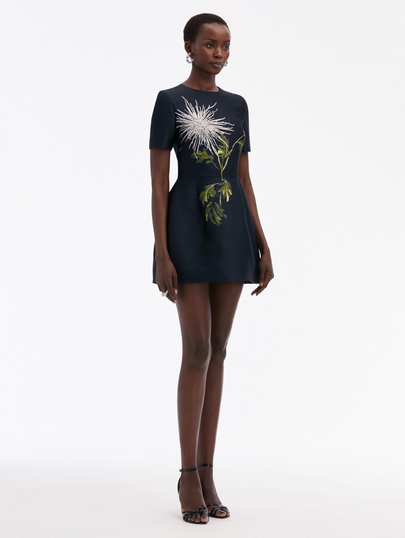 CHRYSANTHEMUM JACQUARD SHORT SLEEVE DRESS 3