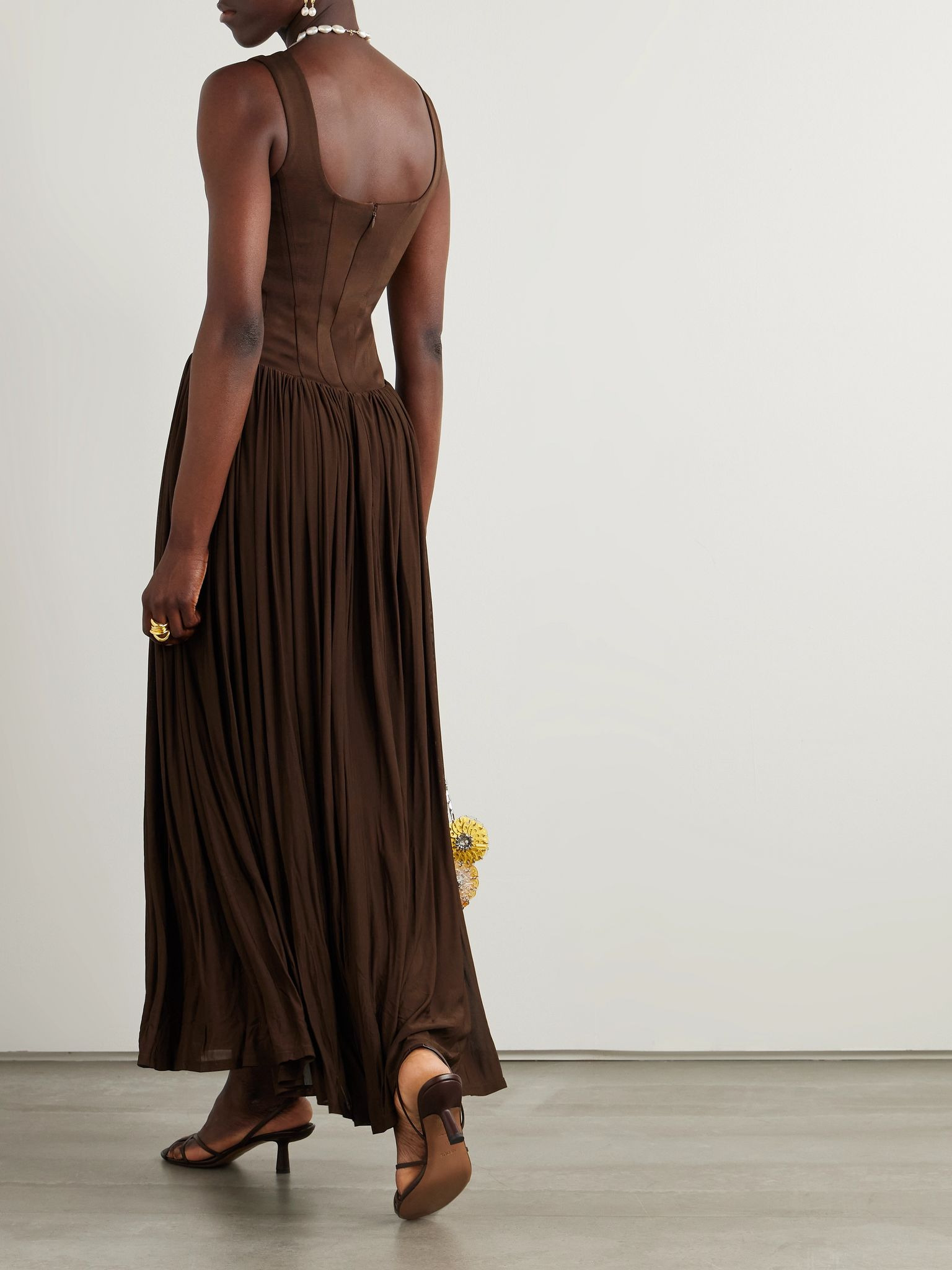 Jamie jersey midi dress Brown - 3