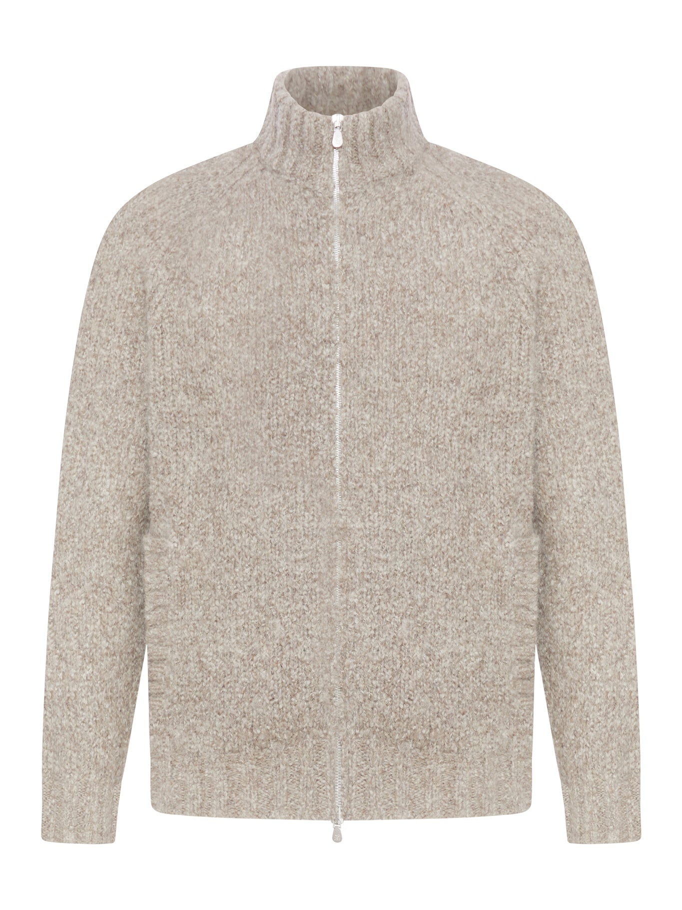 ZIP CARDIGAN IN MELANGE CASHMERE - 1