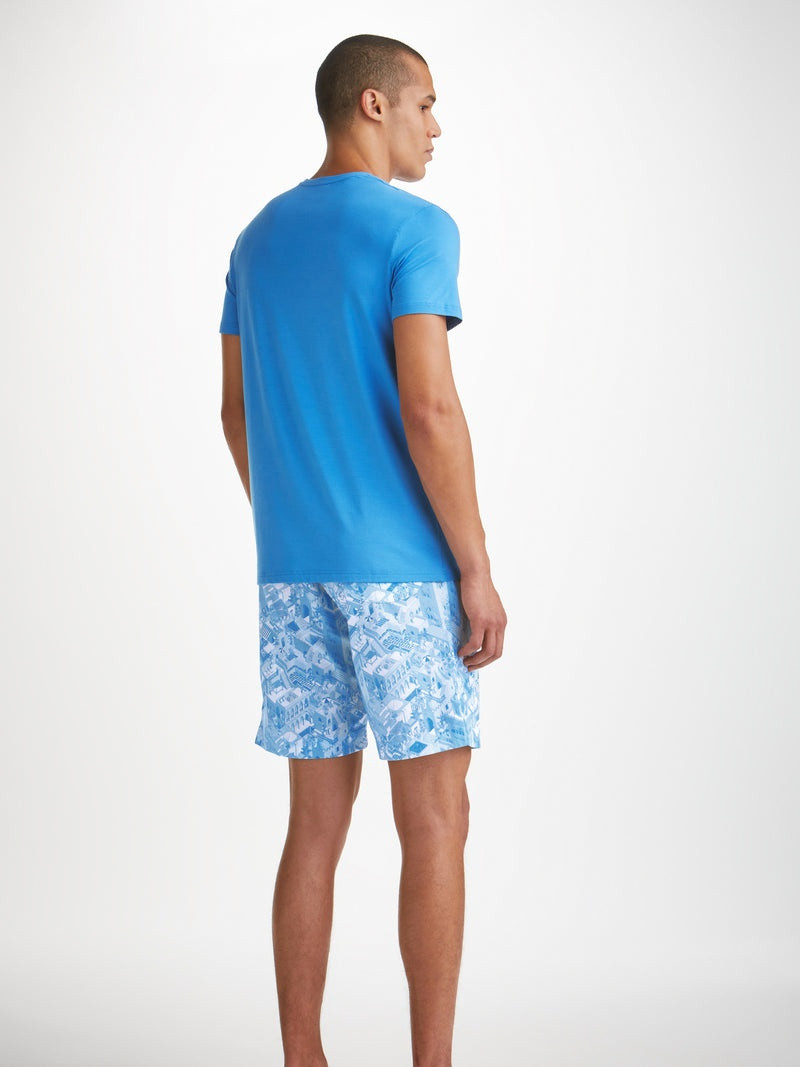 Men's Lounge Shorts Ledbury 70 Cotton Batiste Blue 4