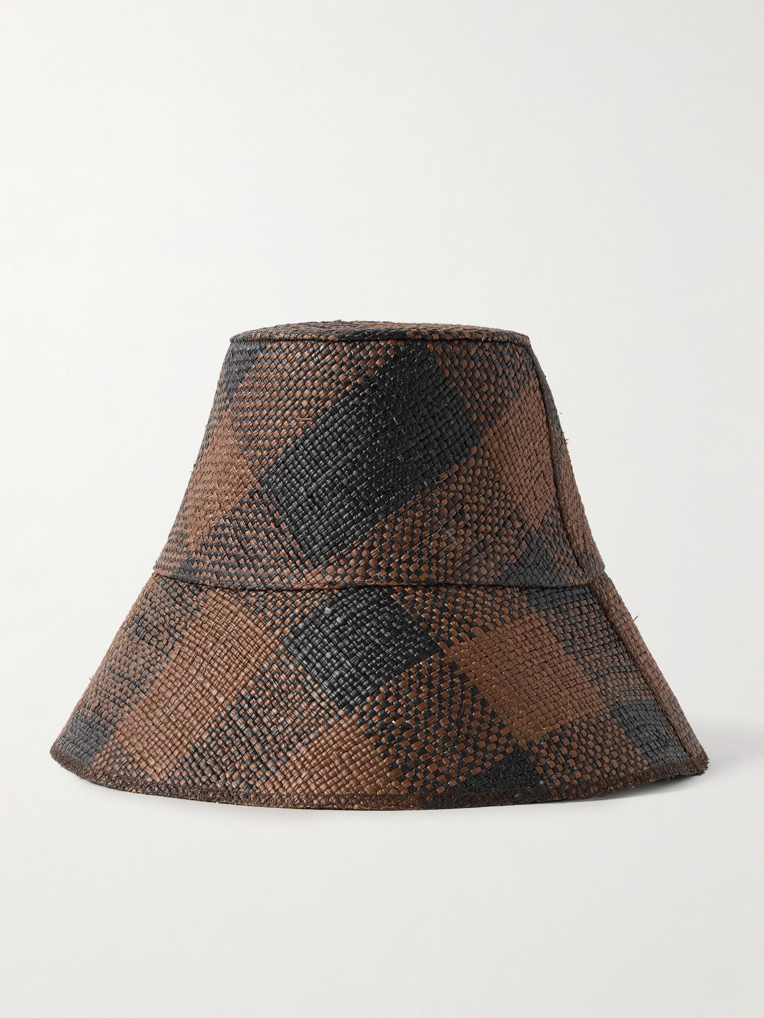 + Artesano Heaven and Earth checked straw bucket hat Brown - 1