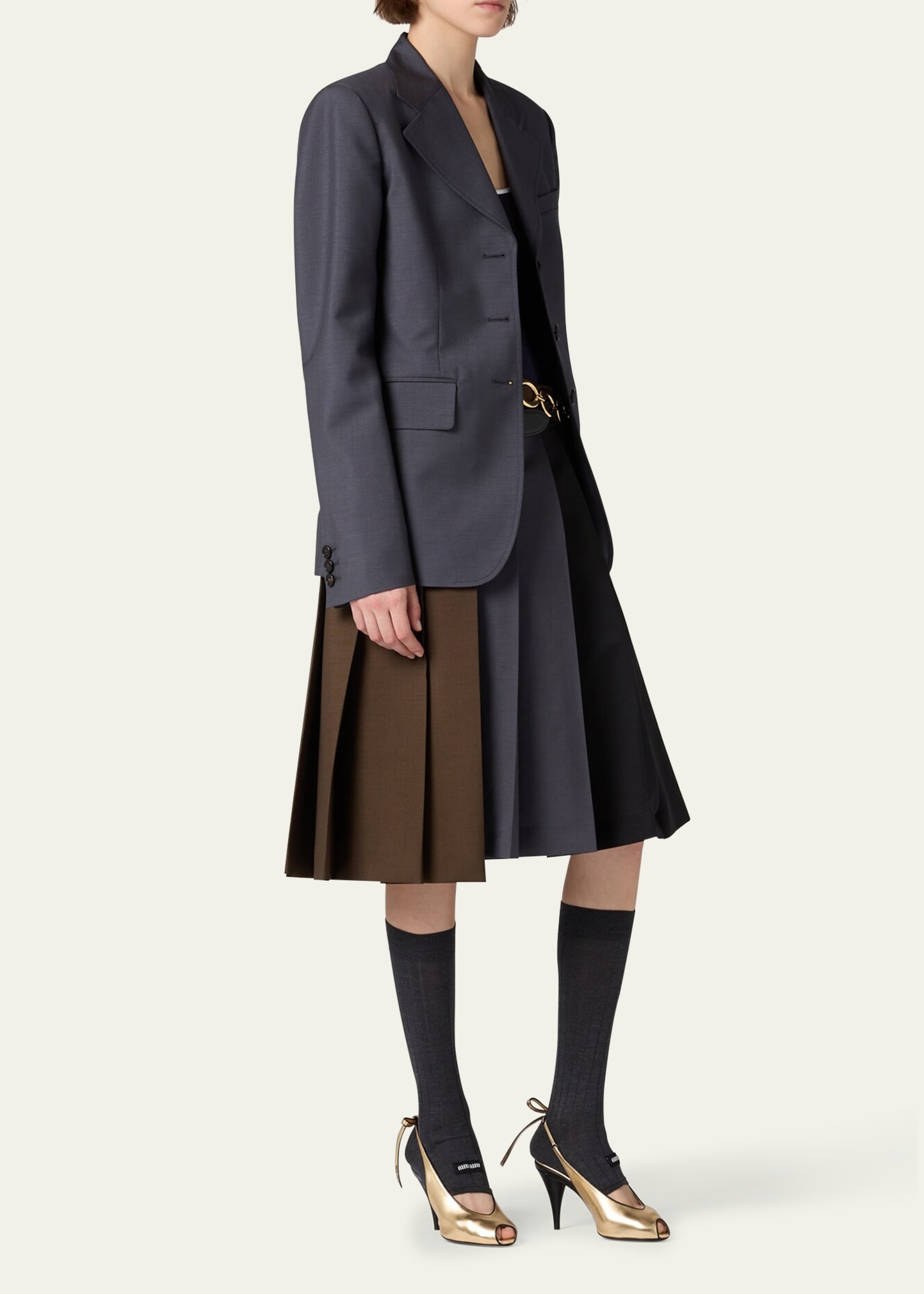 Knee Length Pleated Skirt - 4