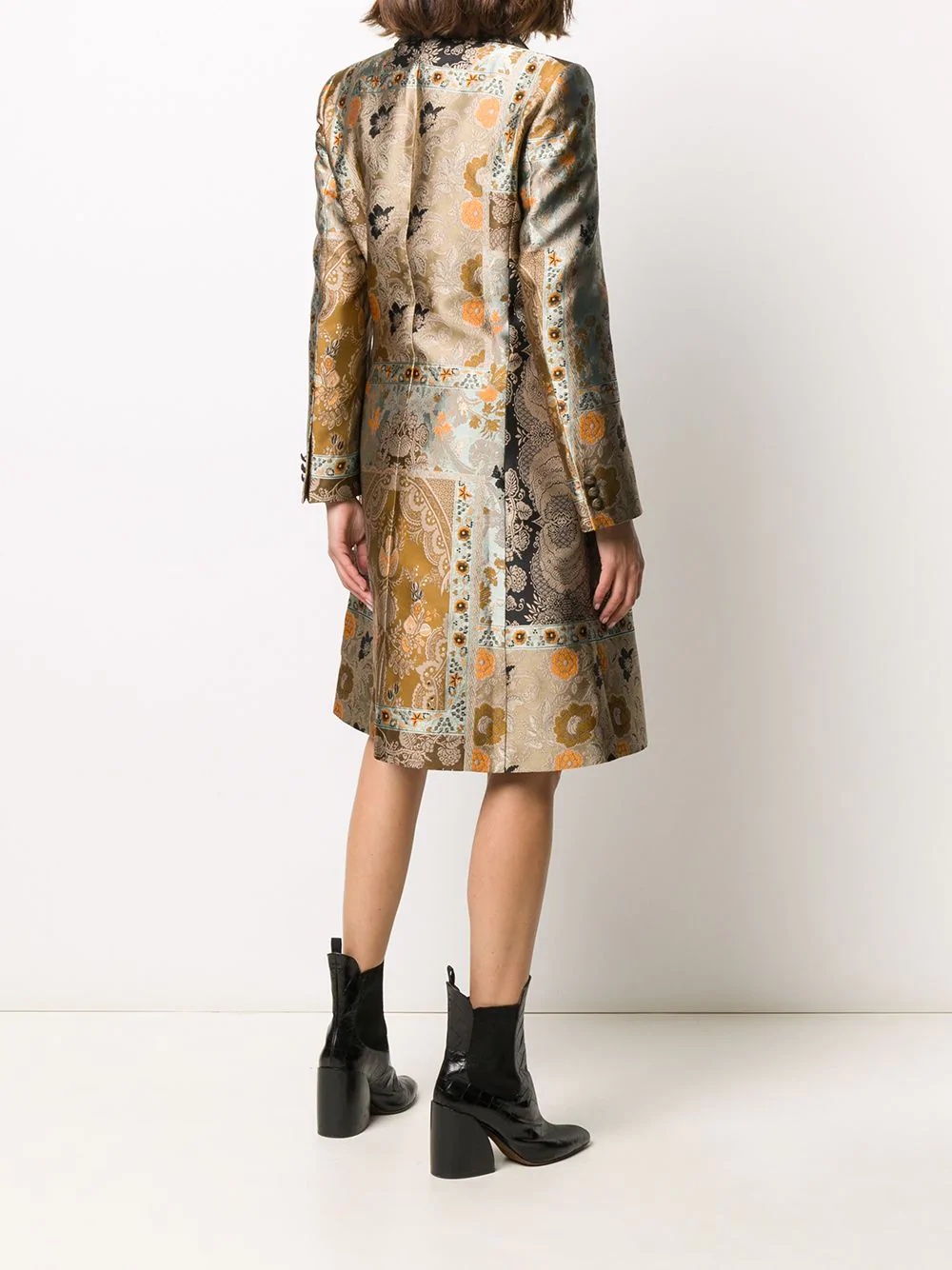 patchwork jacquard coat - 4