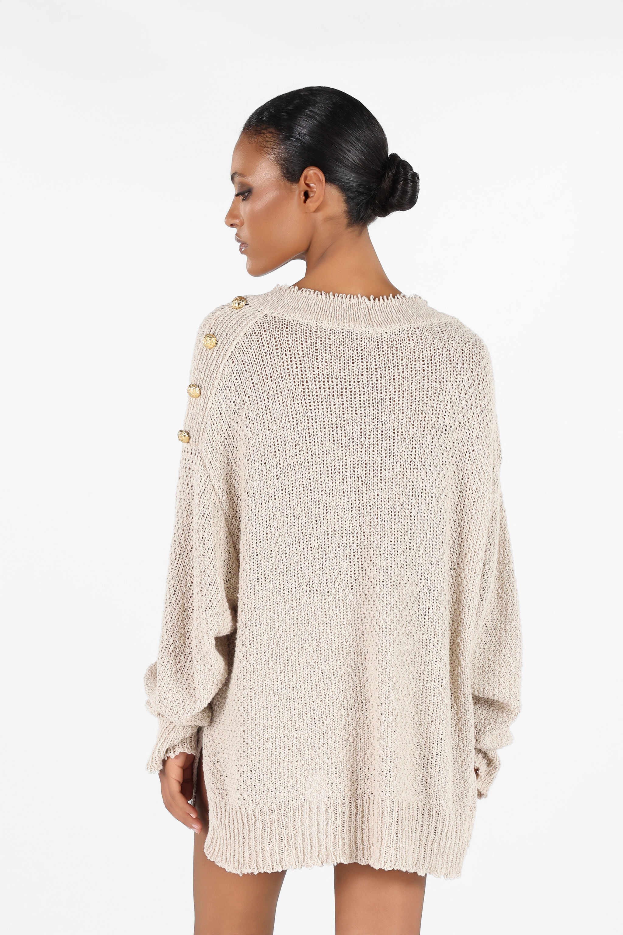 Sweater with Decorative Buttons - 4