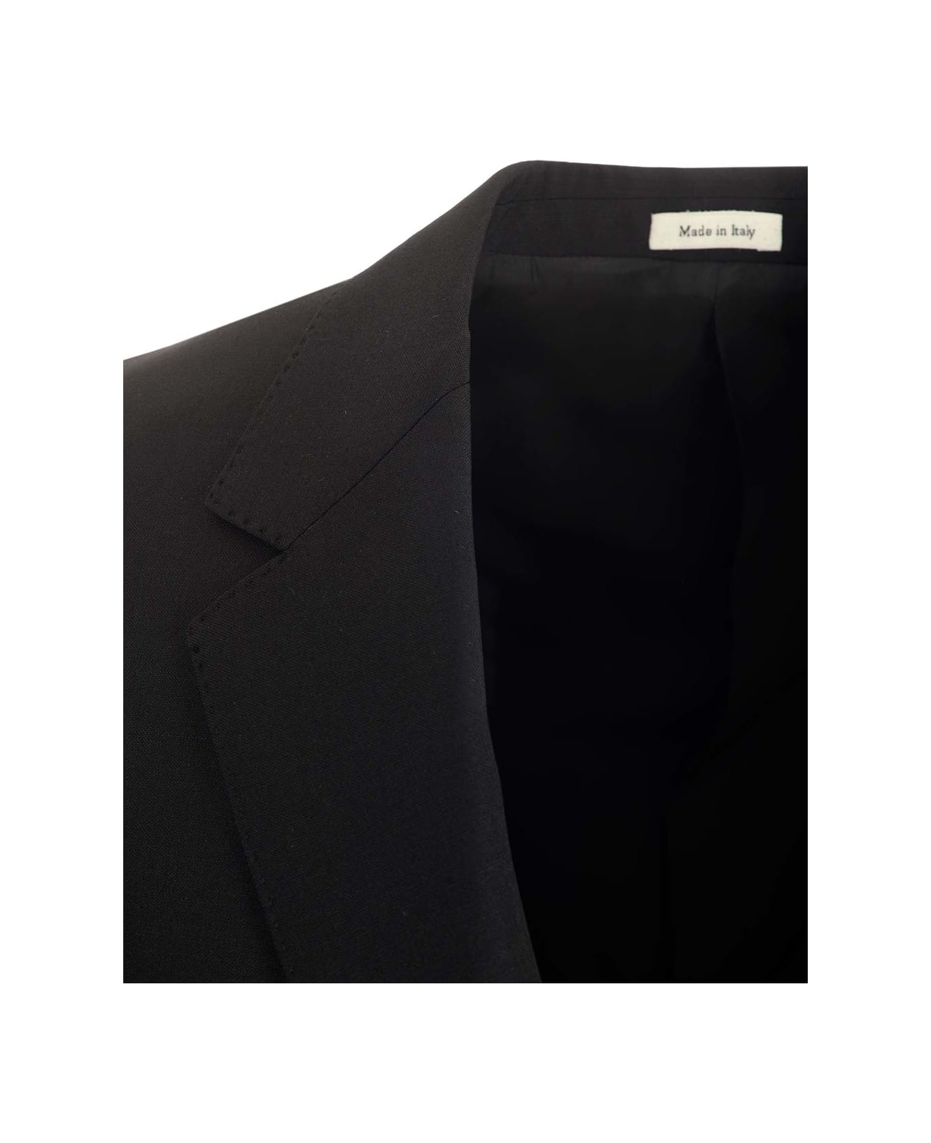 Black Wool Single-breasted Jacket - 3