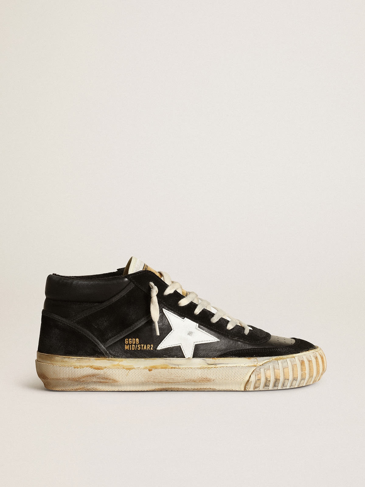 Men’s Mid Star in black nappa and suede with white leather star - 1