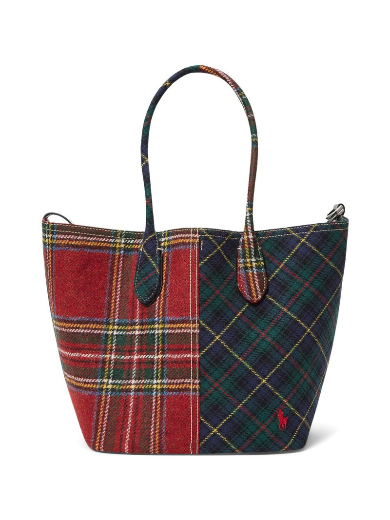tartan two-tone tote bag 1