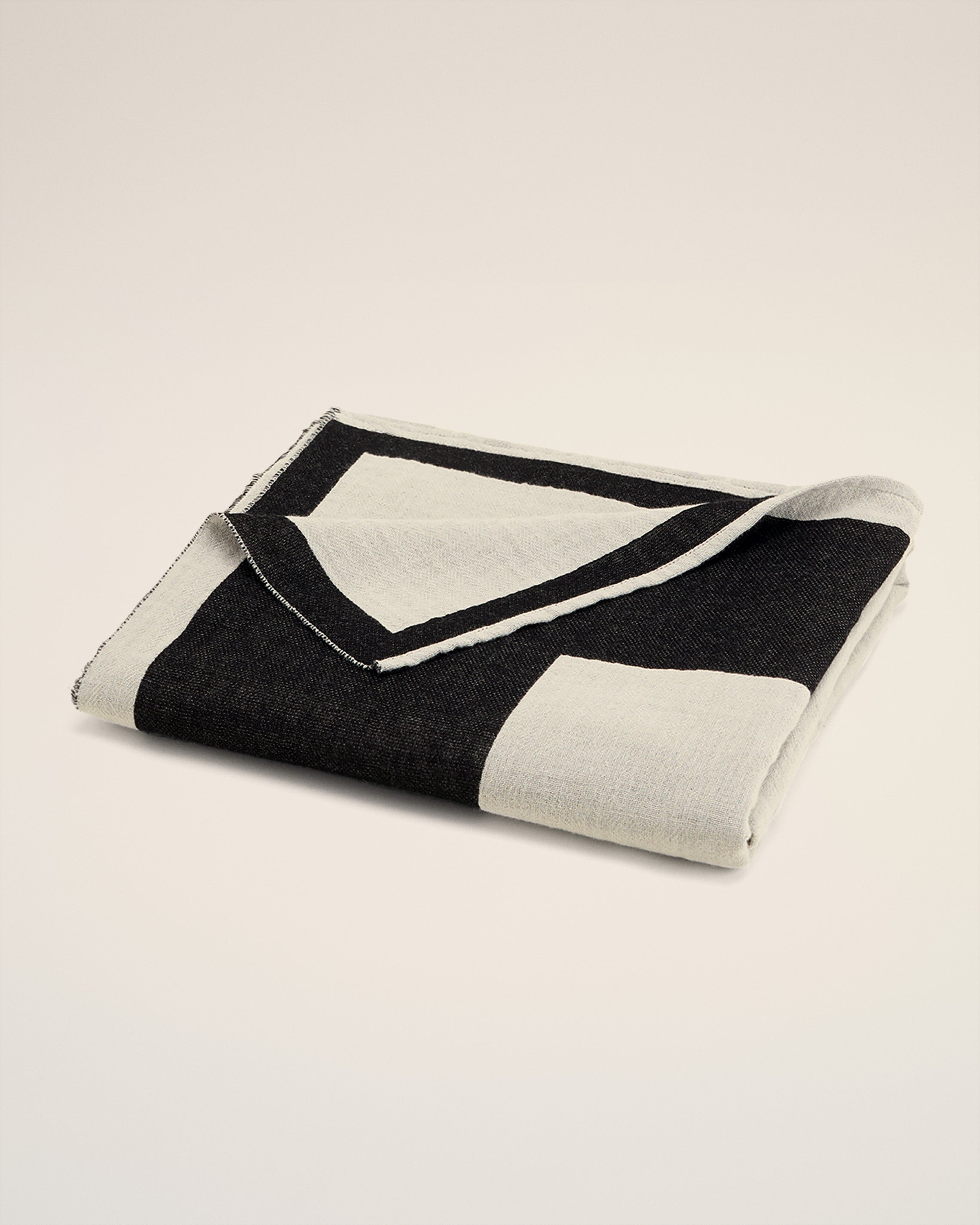 BEIGE COTTON BICOLOR BEACH TOWEL - 2