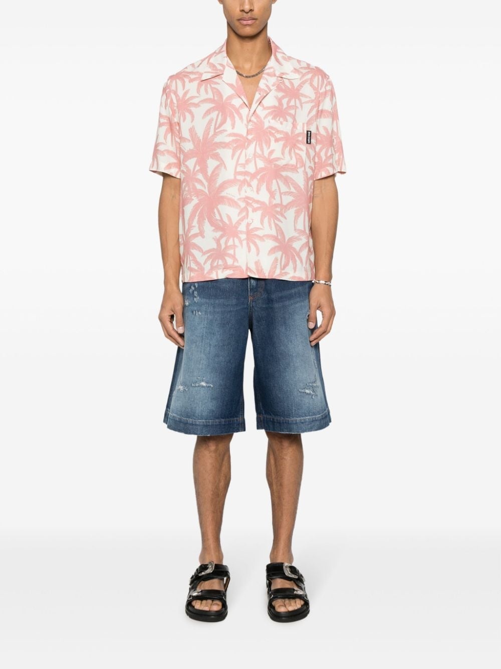 logo-plaque denim shorts - 2