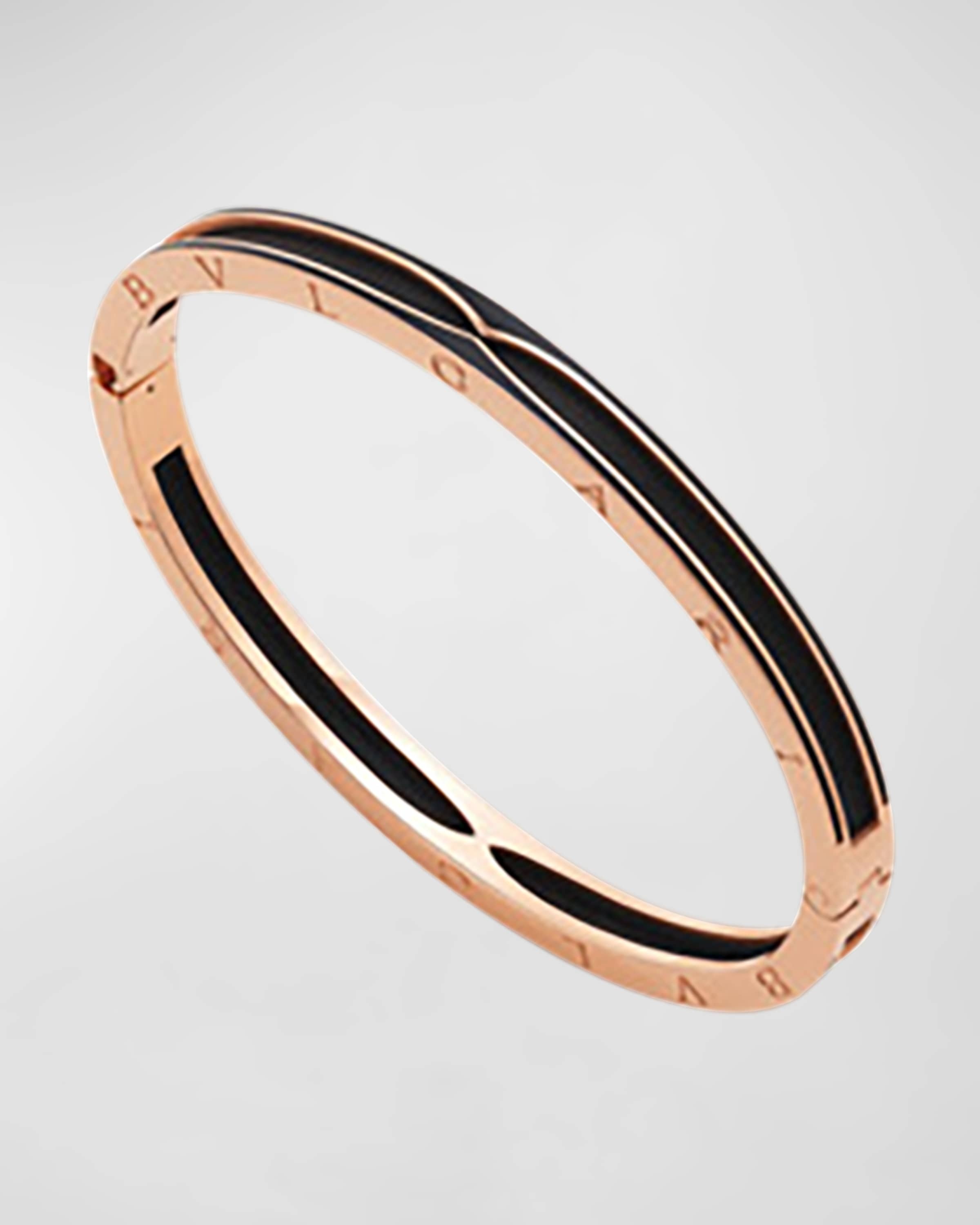 B.Zero1 Pink Gold Bracelet with Matte Black Ceramic Edge, Size L - 1