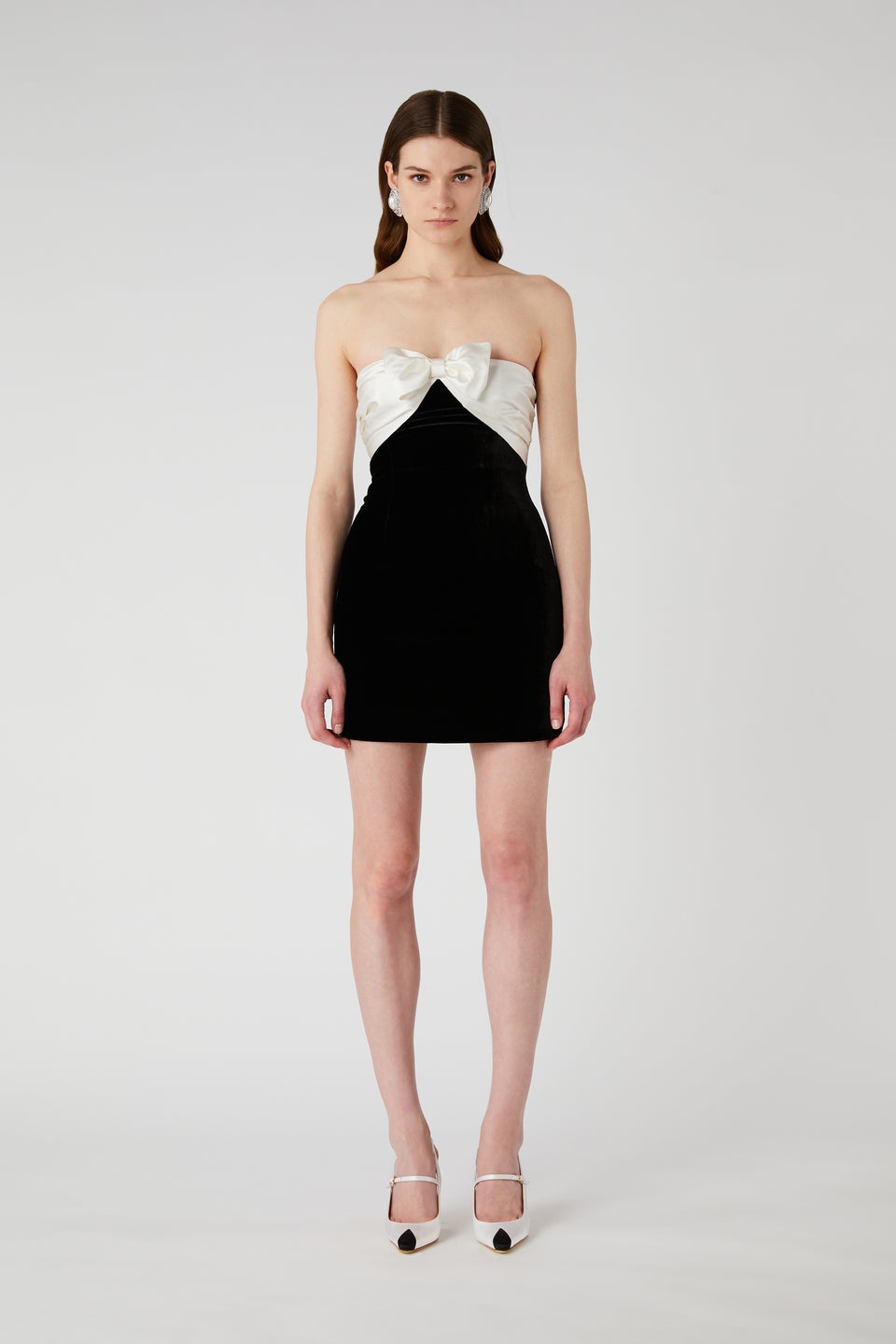 VELVET BUSTIER MINI DRESS WITH DUCHESSE BOW - 4