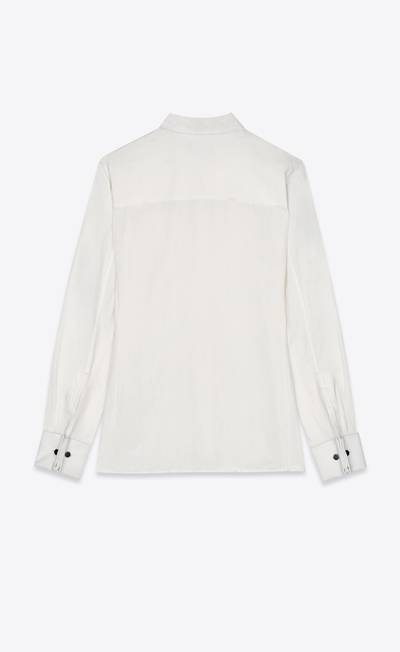 SAINT LAURENT monogram embroidered shirt in cotton and linen outlook