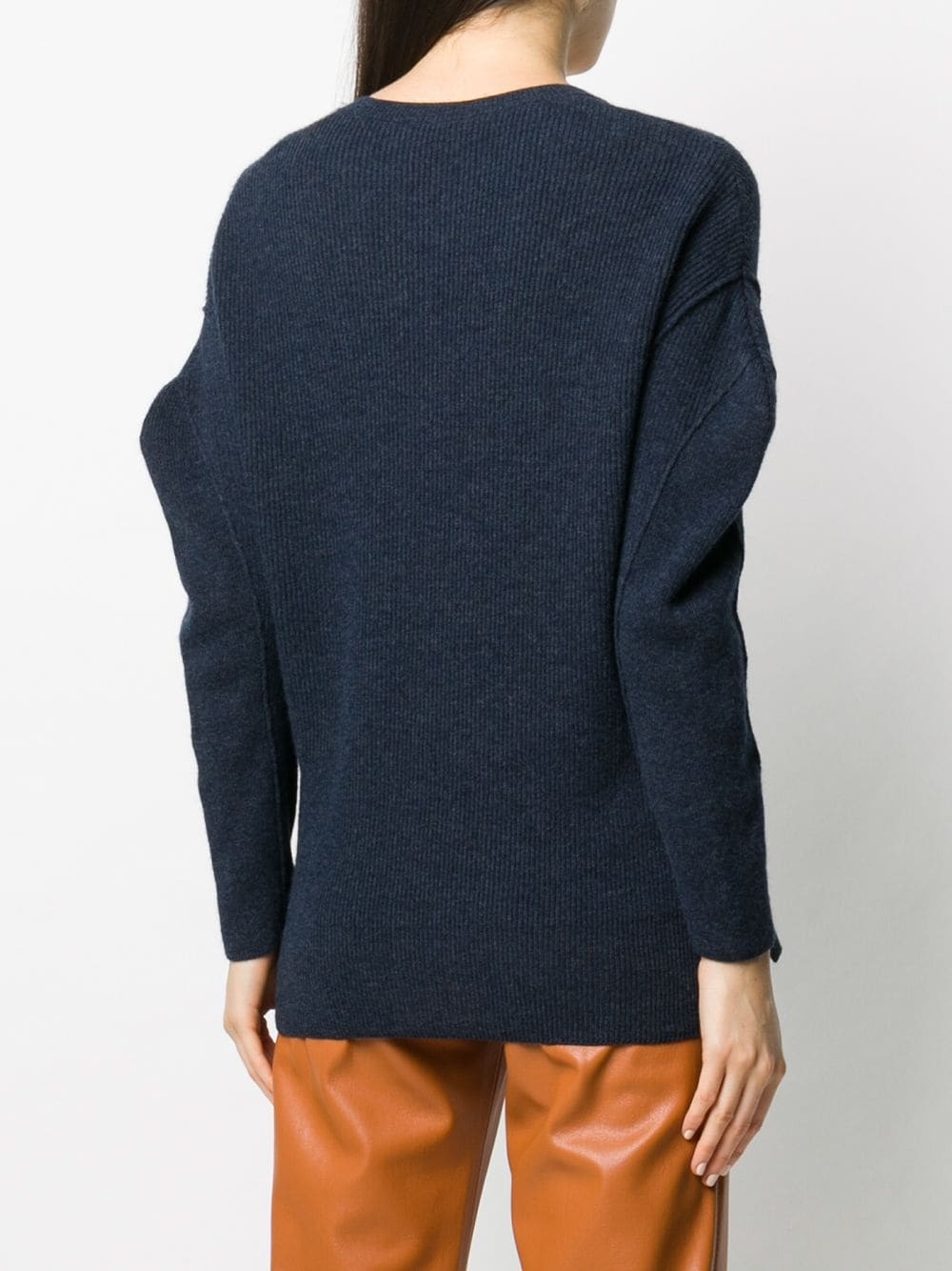 knitted V-neck jumper - 4