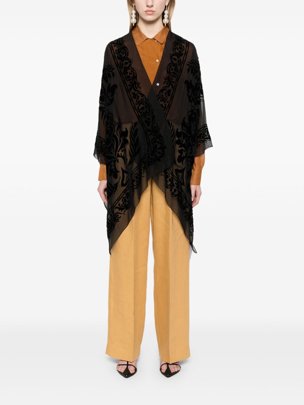 flocked-print cape - 2