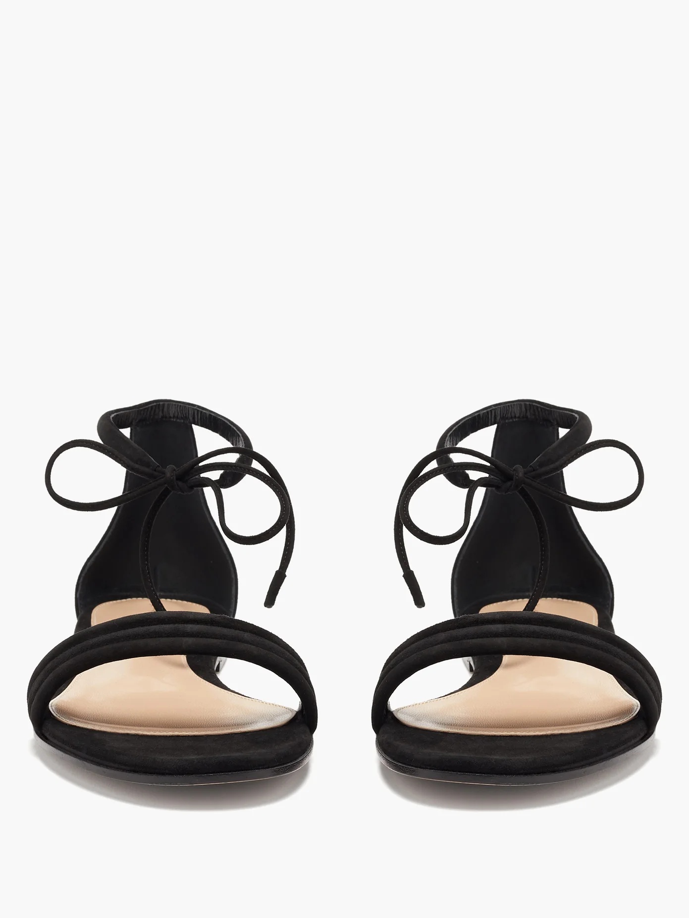 Ankle-tie suede sandals - 5