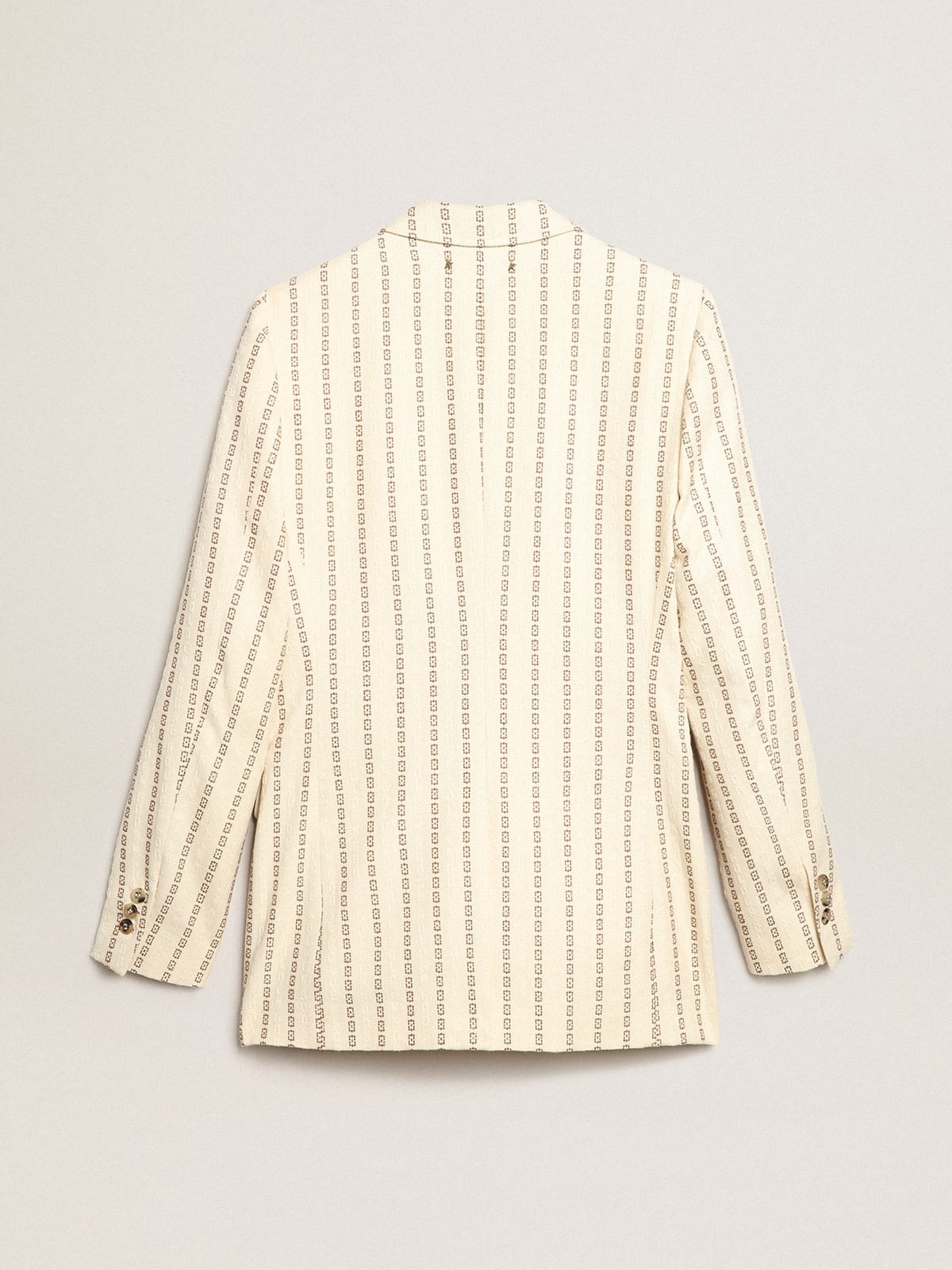Single-breasted cream cotton blazer with jacquard motif - 6