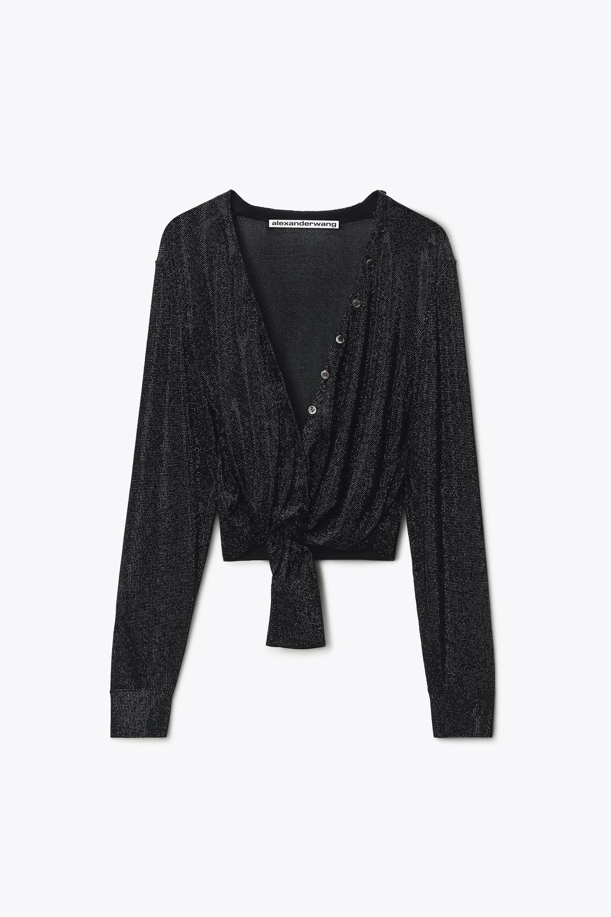 KNOTTED DEEP V-NECK CARDIGAN W/ HOTFIX - 1