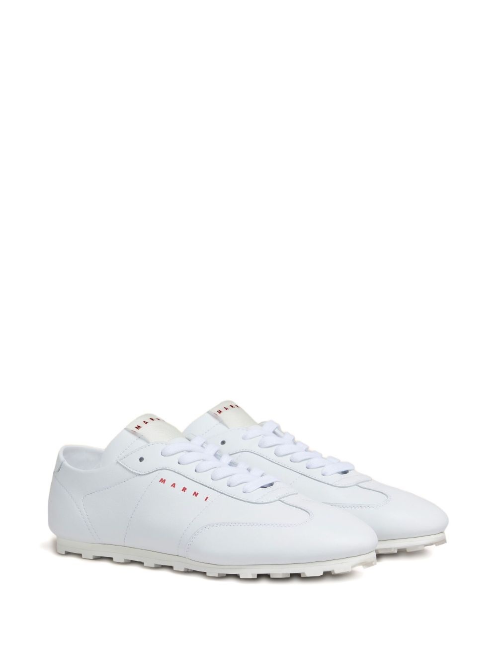 leather lace-up sneakers - 2
