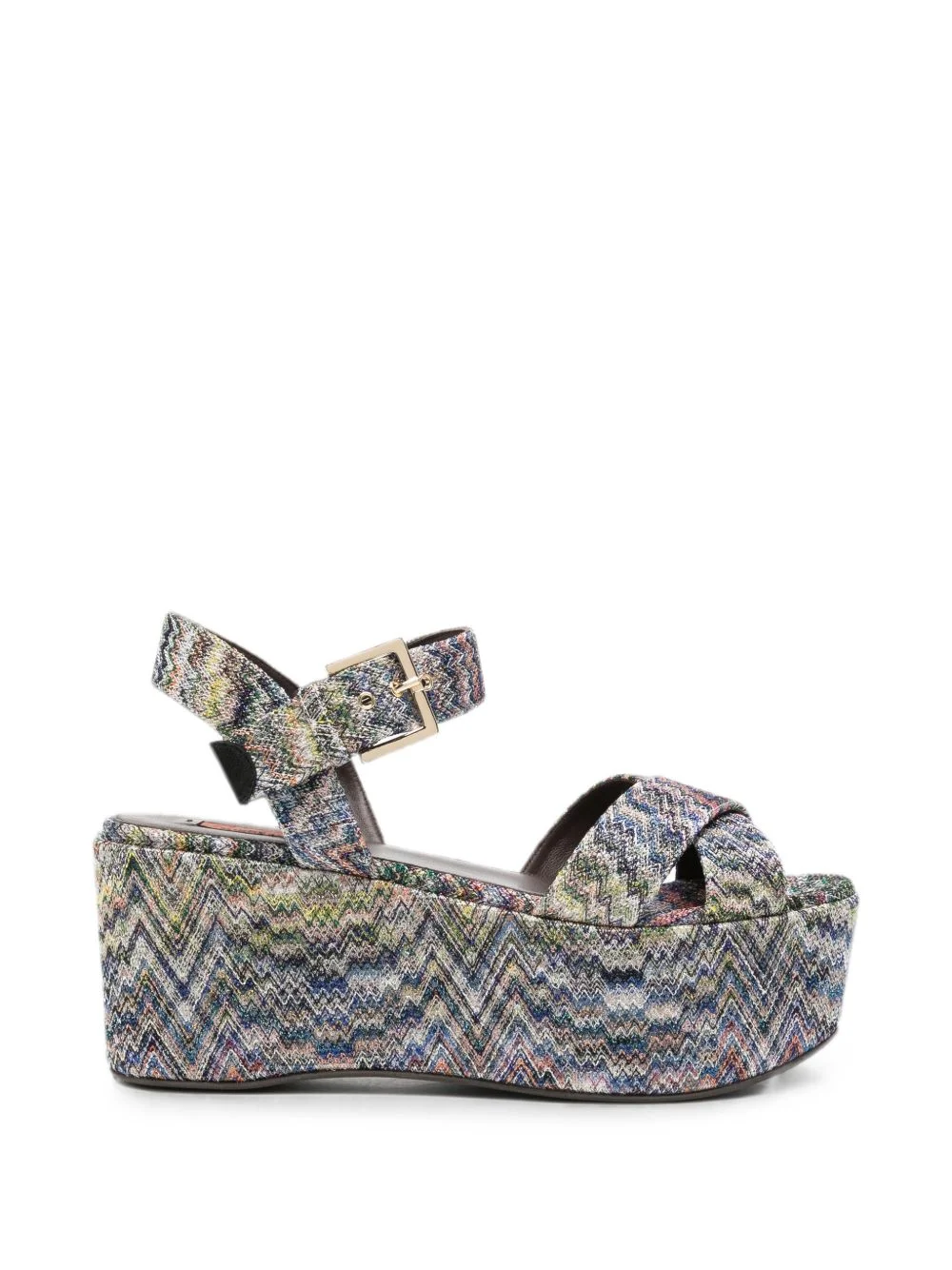 zigzag-knit platform sandals - 1