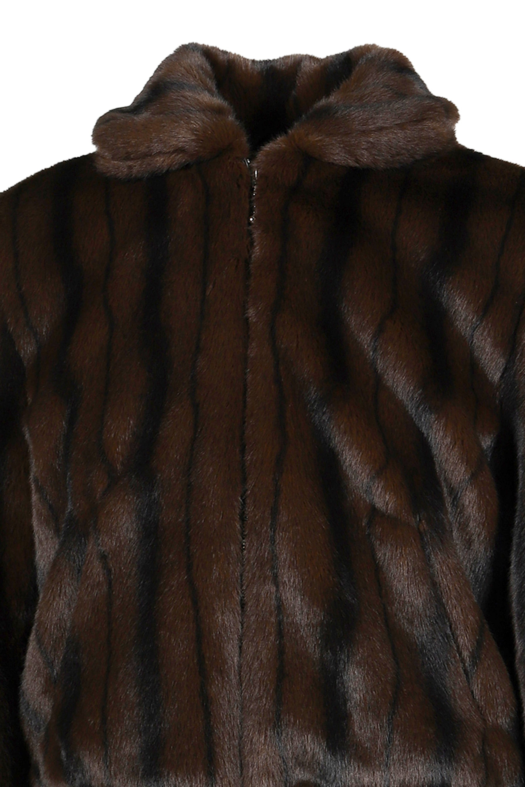 FAUX-MINK HARRINGTON JACKET / BLK BRW - 13