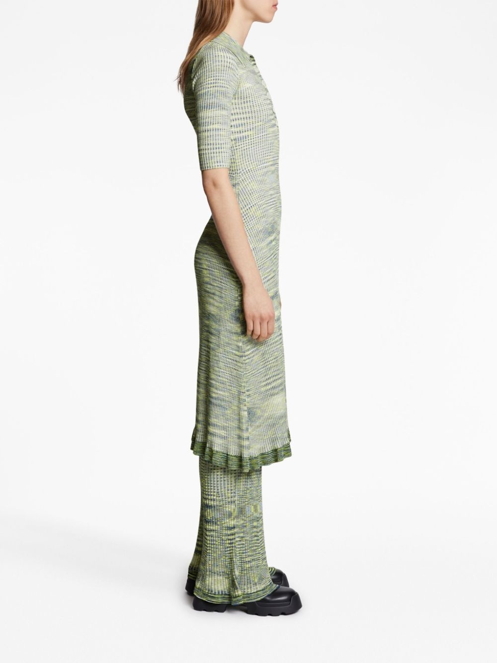 Space Dye ribbed-knit polo dress - 3