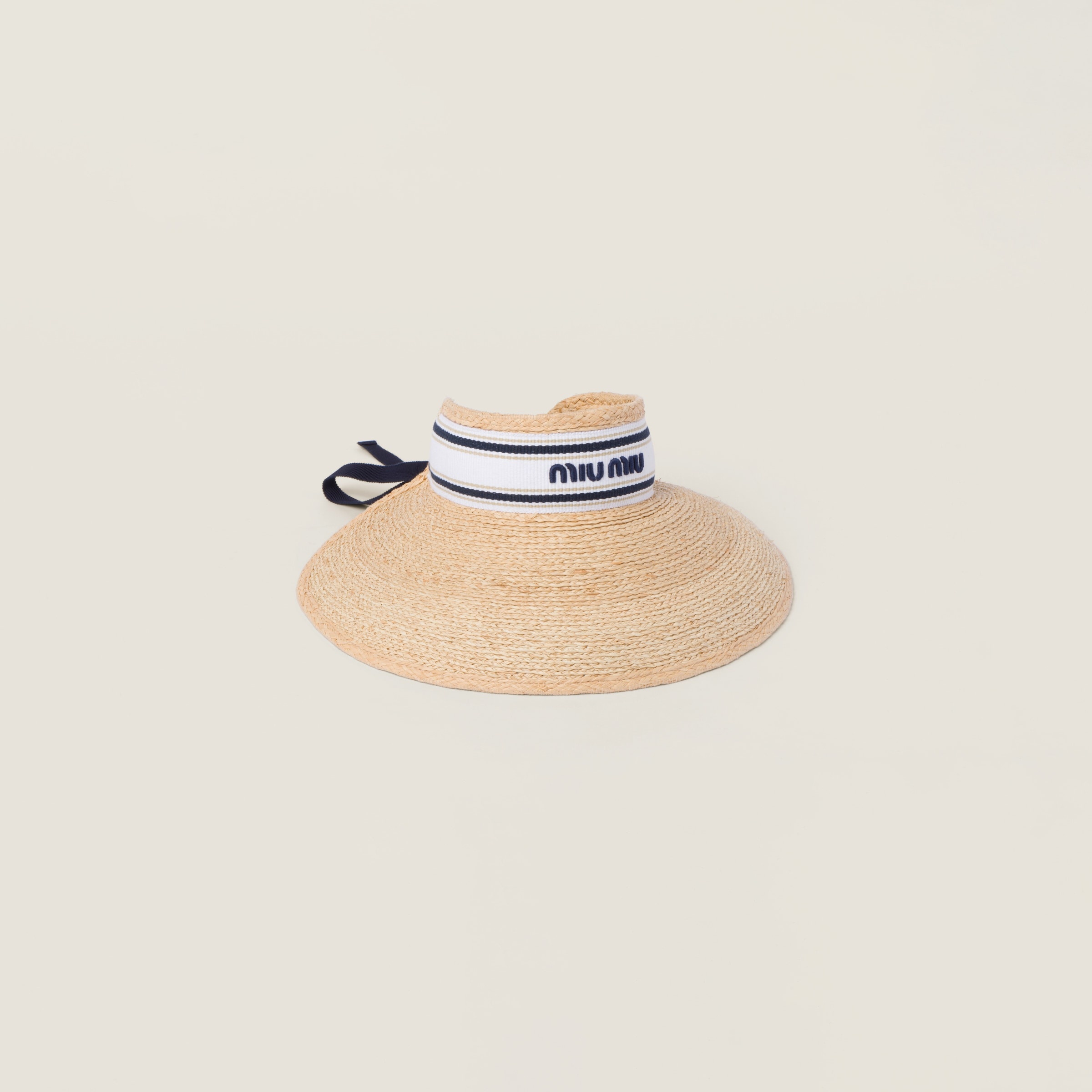 【MIU MIU】RAFFIA-EFFECT FABRIC VISOR Miu Miu Raffia-effect fabric visor | REVERSIBLE