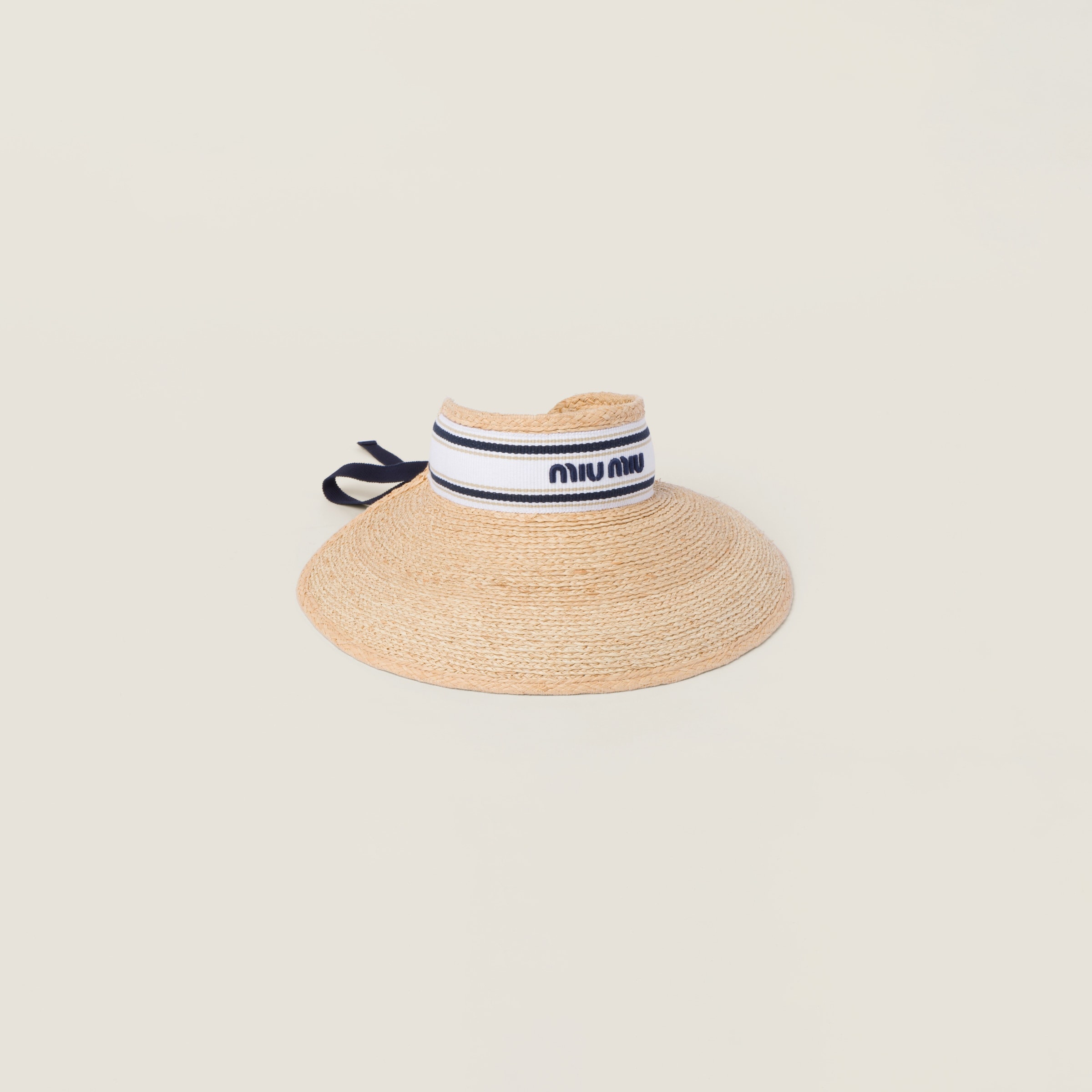 Raffia-effect fabric visor - 1