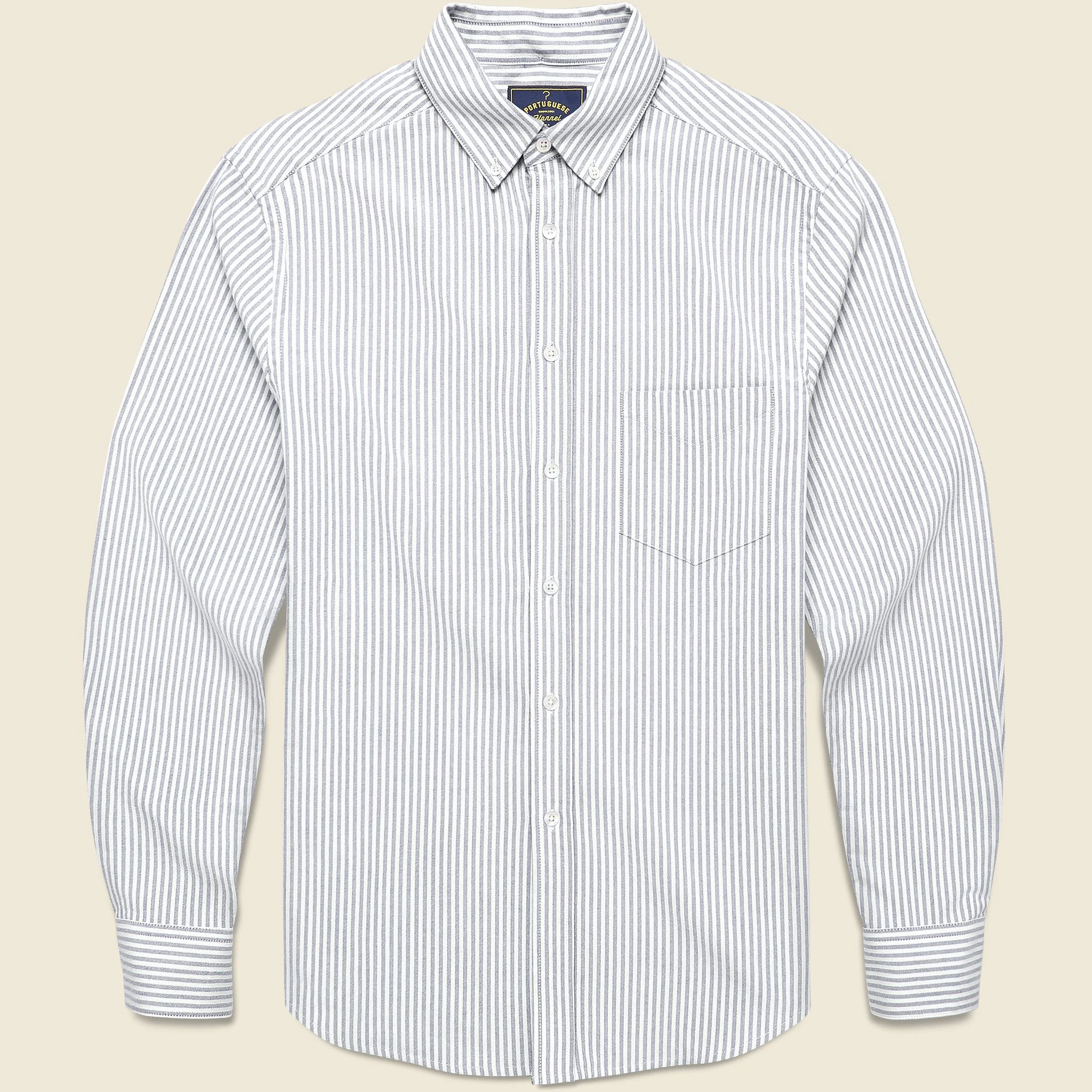 Brushed Stripe Oxford - Black - 1