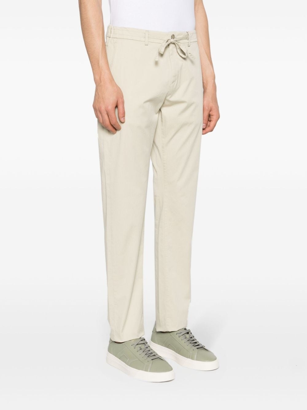 drawstring-waist cotton chino trousers - 3