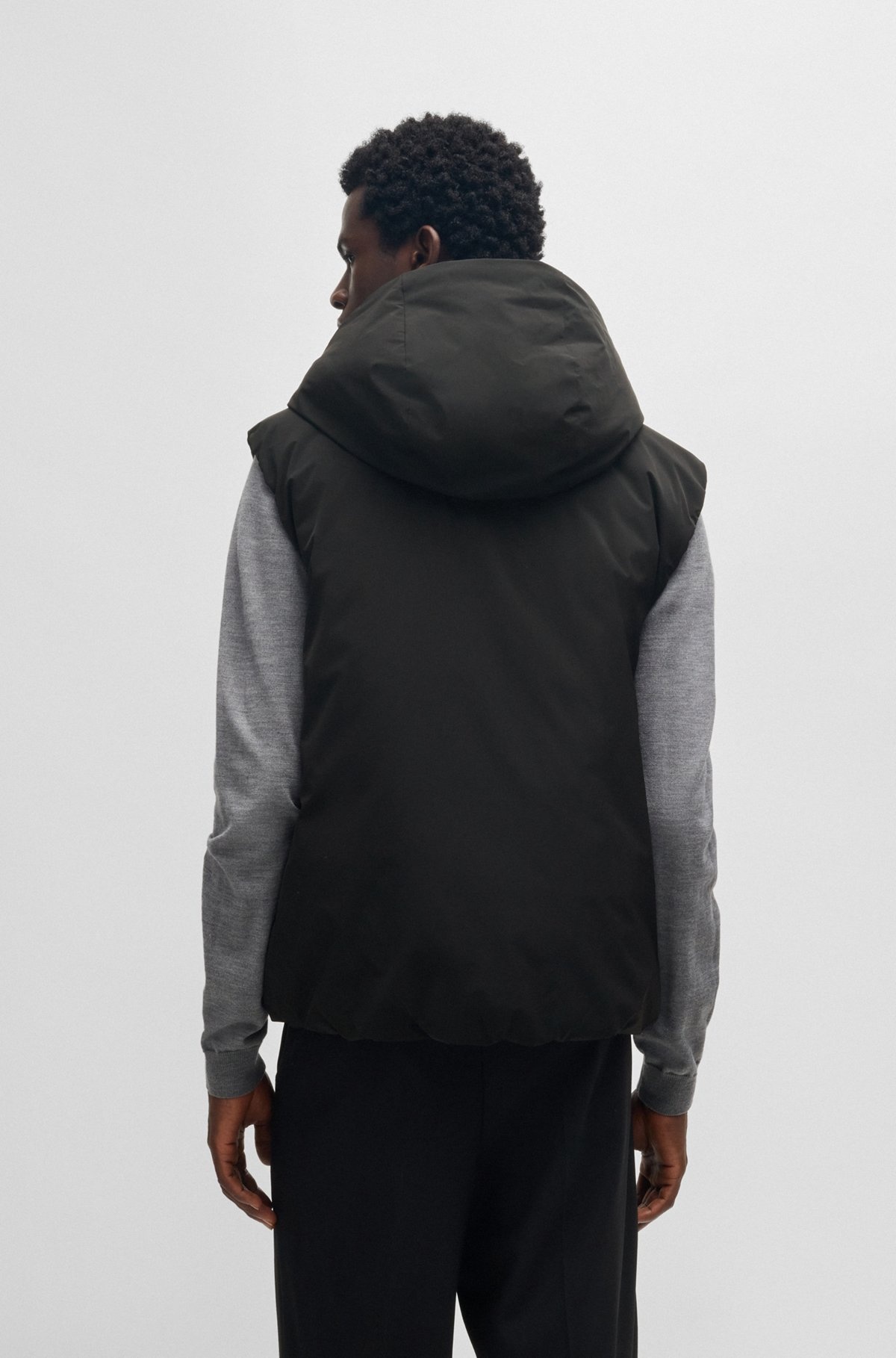 RELAXED-FIT HOODED GILET IN WATER-REPELLENT FABRIC - 4