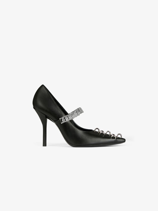 PUMPS IN LEATHER WITH METALLIC DETAILS - 1