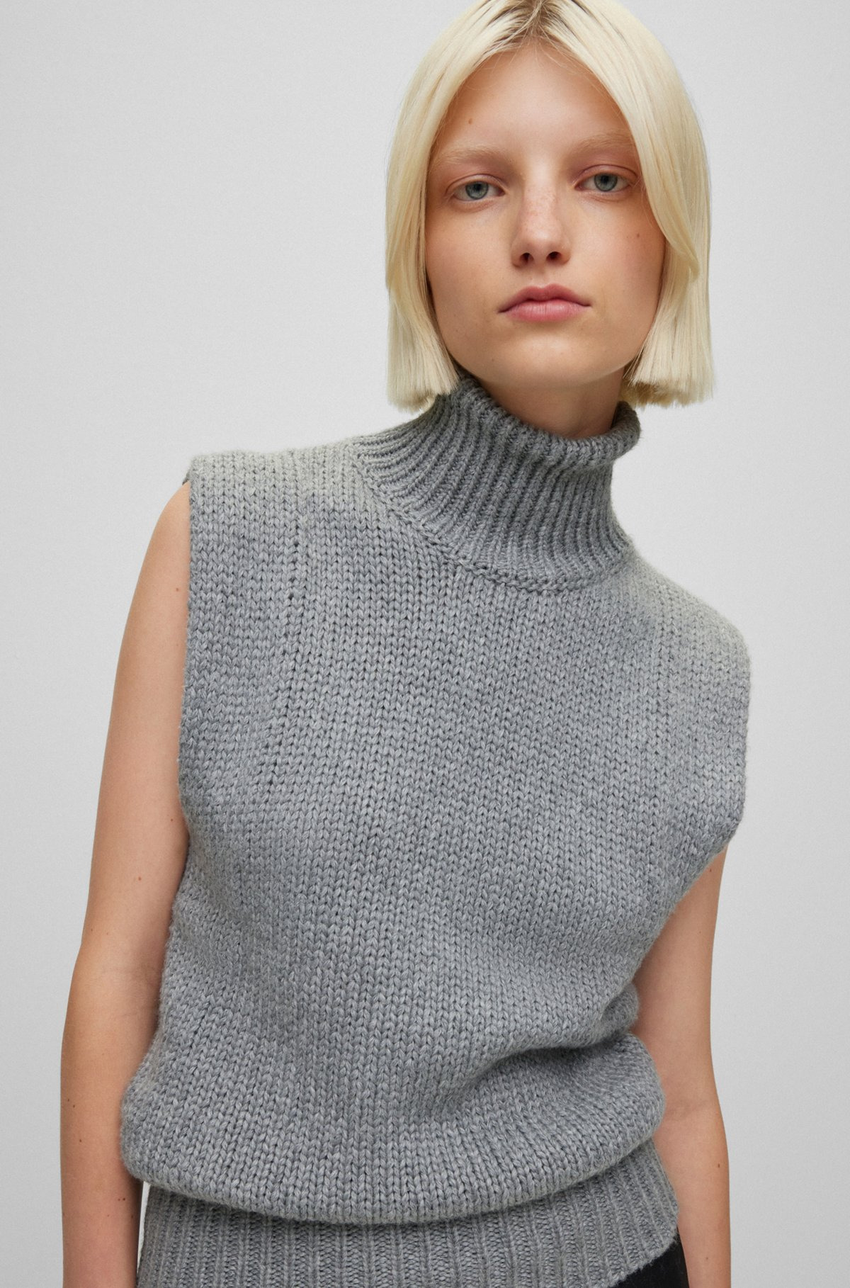 COTTON AND WOOL-BLEND ROLLNECK SWEATER VEST - 5