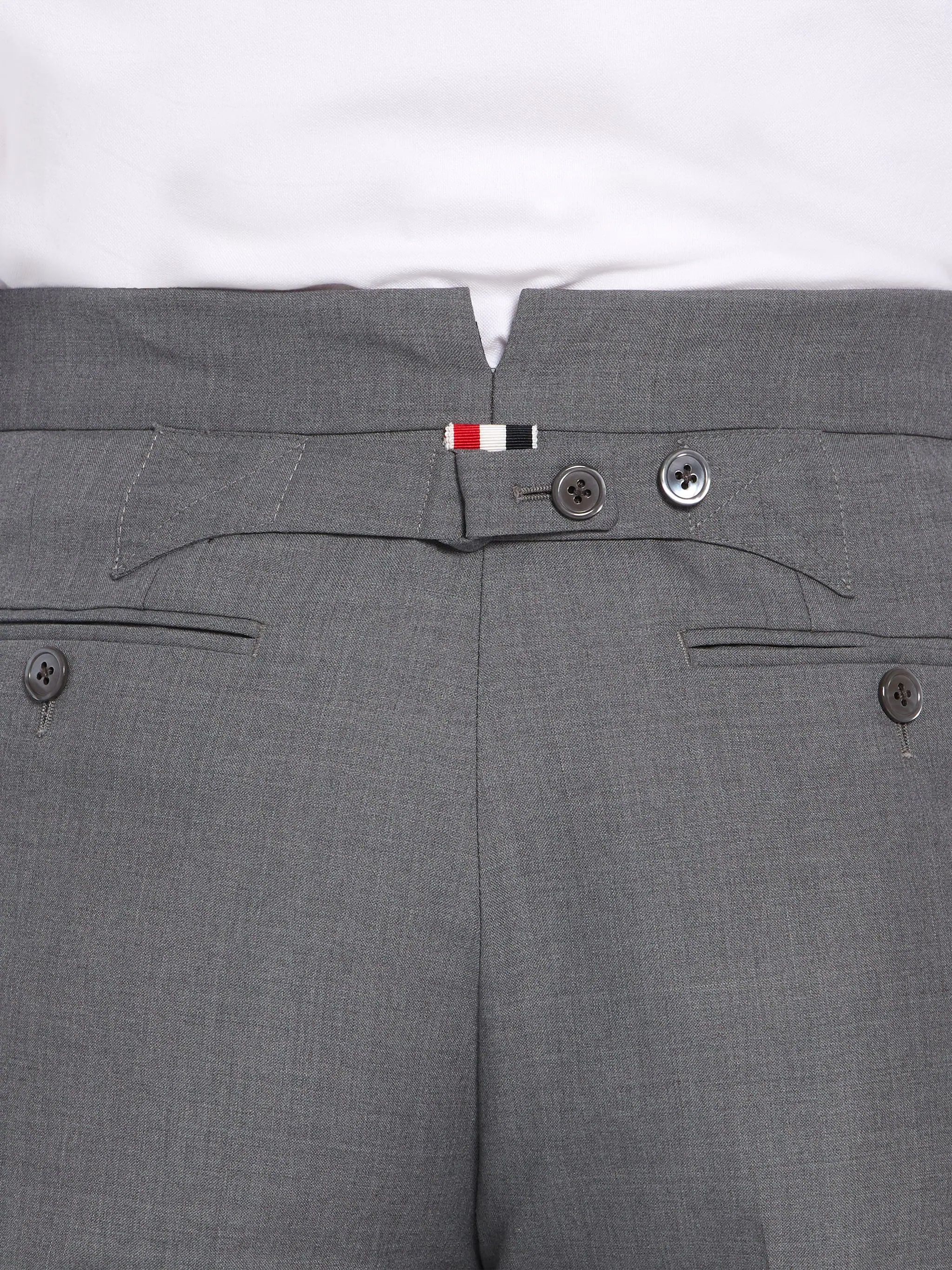 Medium Grey Plain Weave Suiting Classic 4-Bar Trouser - 6