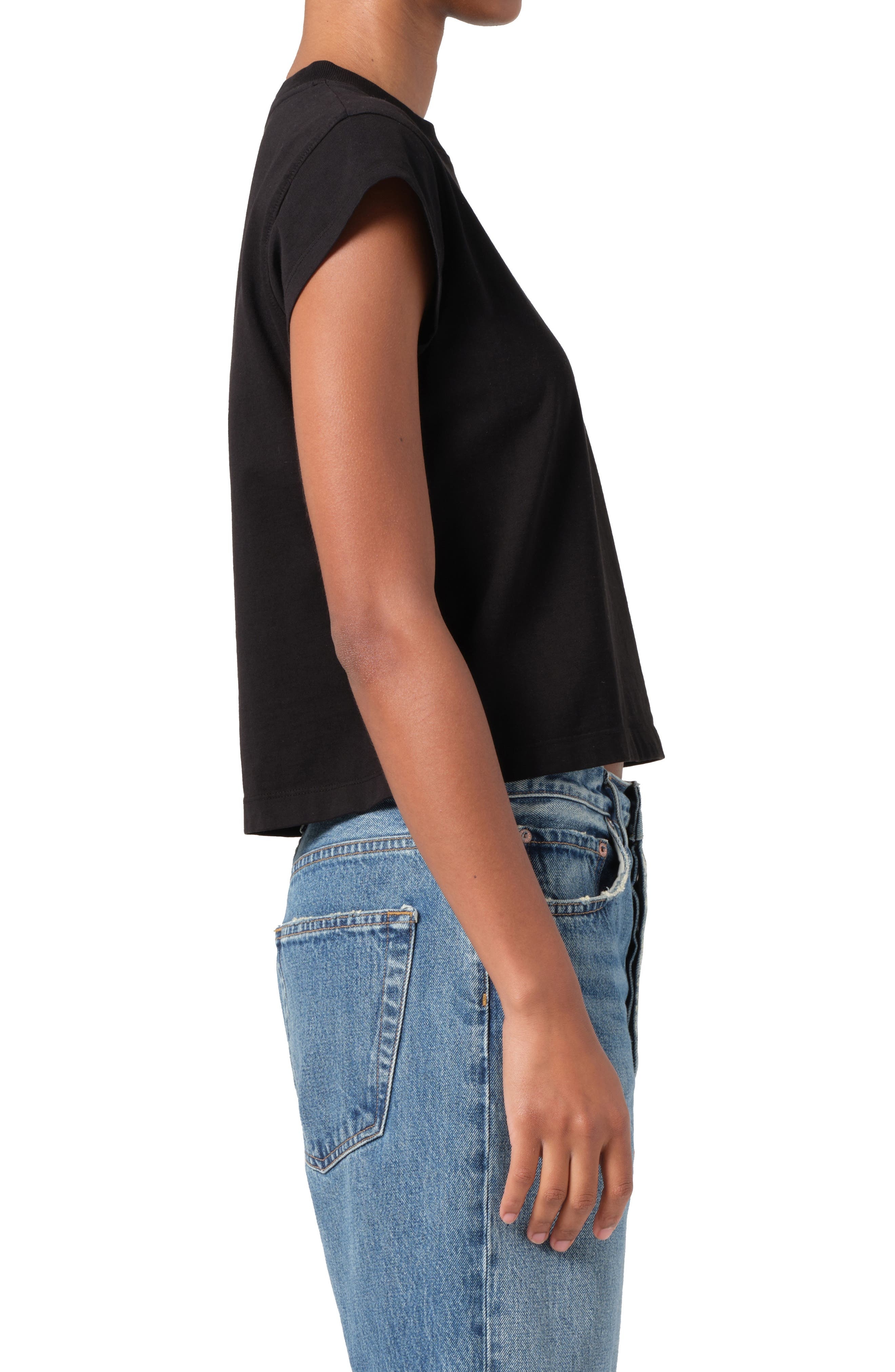 AGOLDE Bryce Cap Sleeve T-Shirt in Black at Nordstrom - 3
