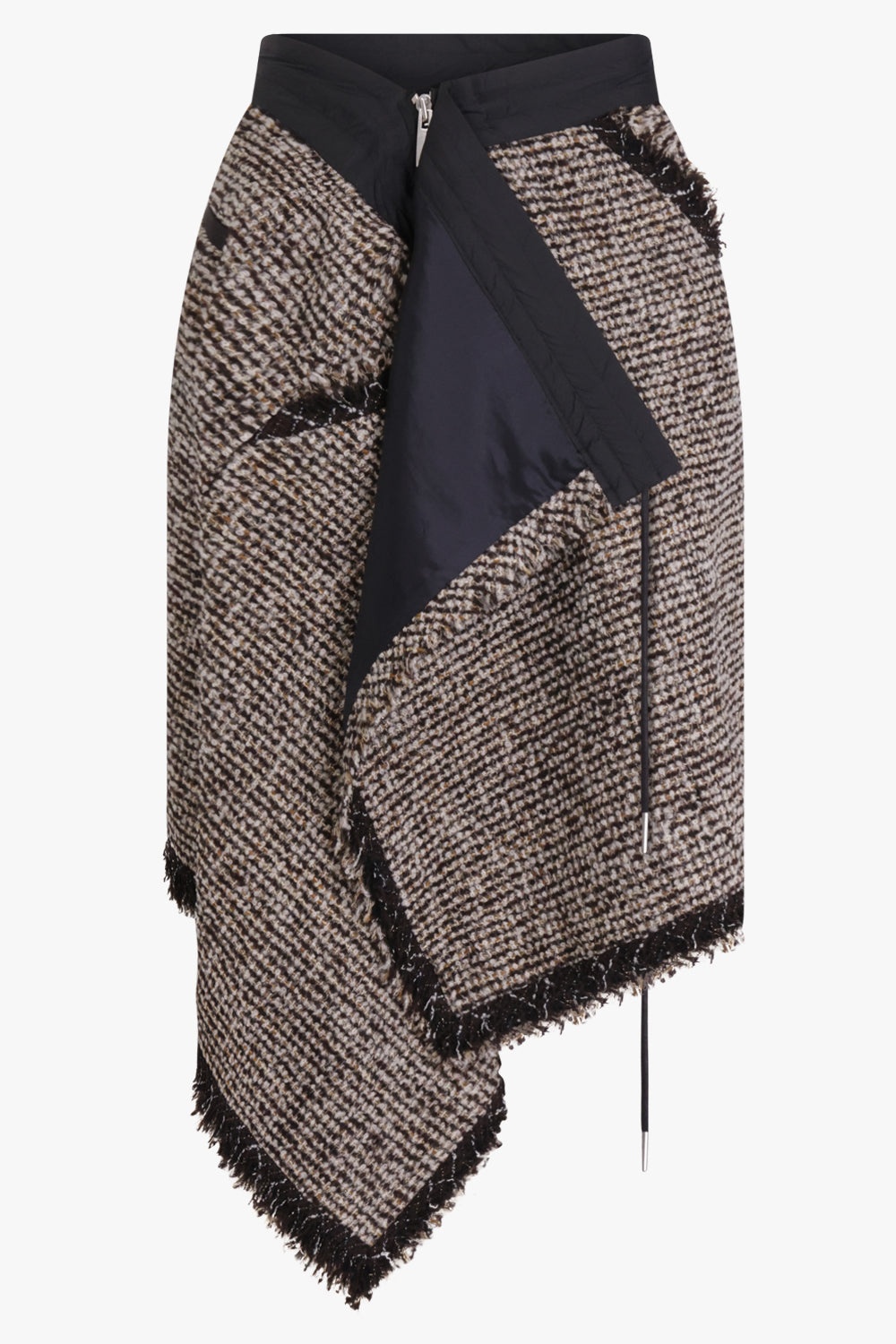 ASYMMETRIC TWEED SKIRT | BROWN - 1