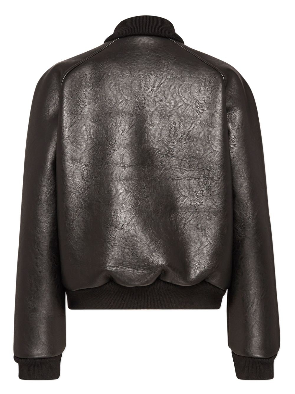 zip-up leather bomber jacket - 2