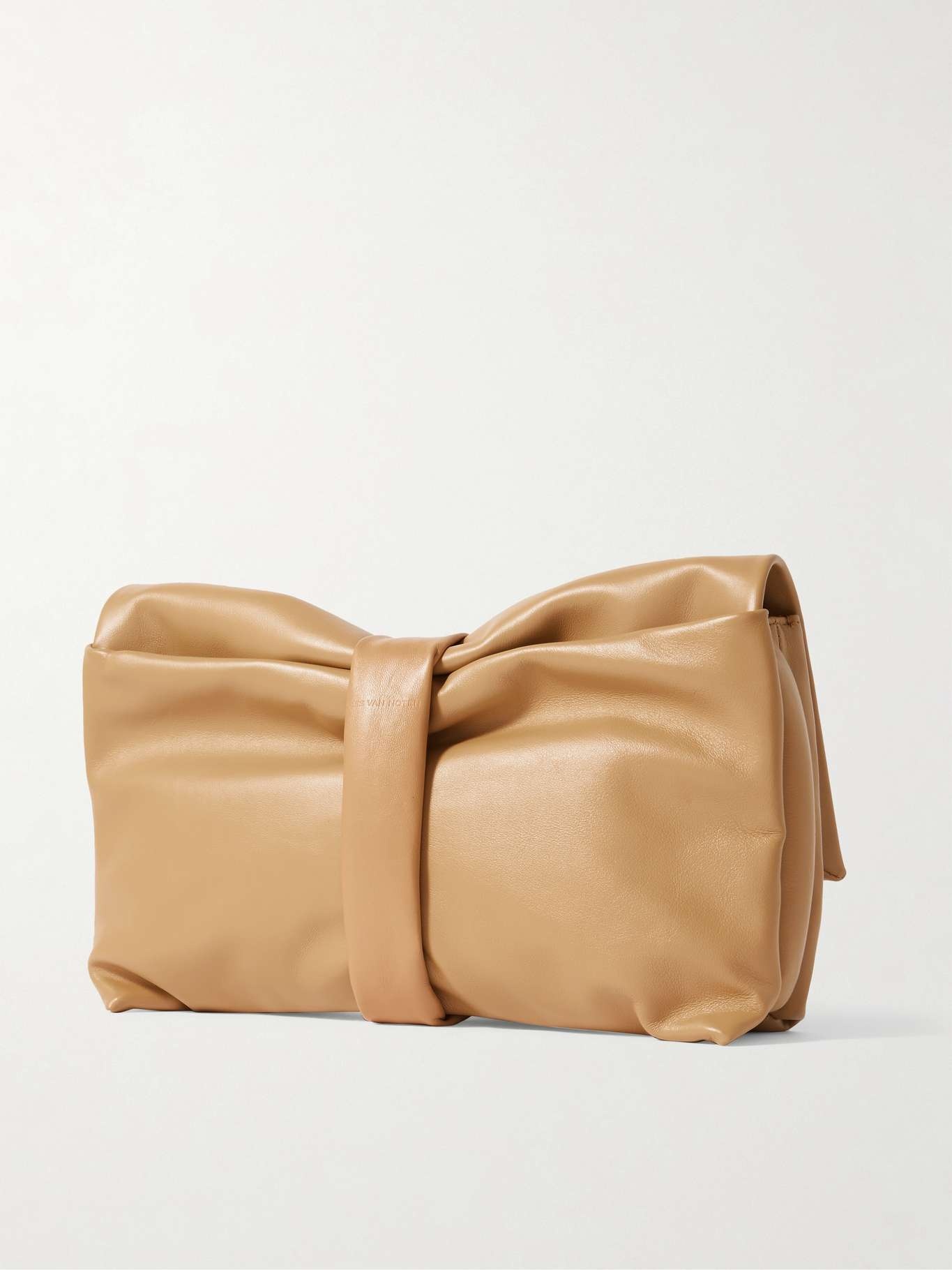 Knotted gathered leather clutch - 3