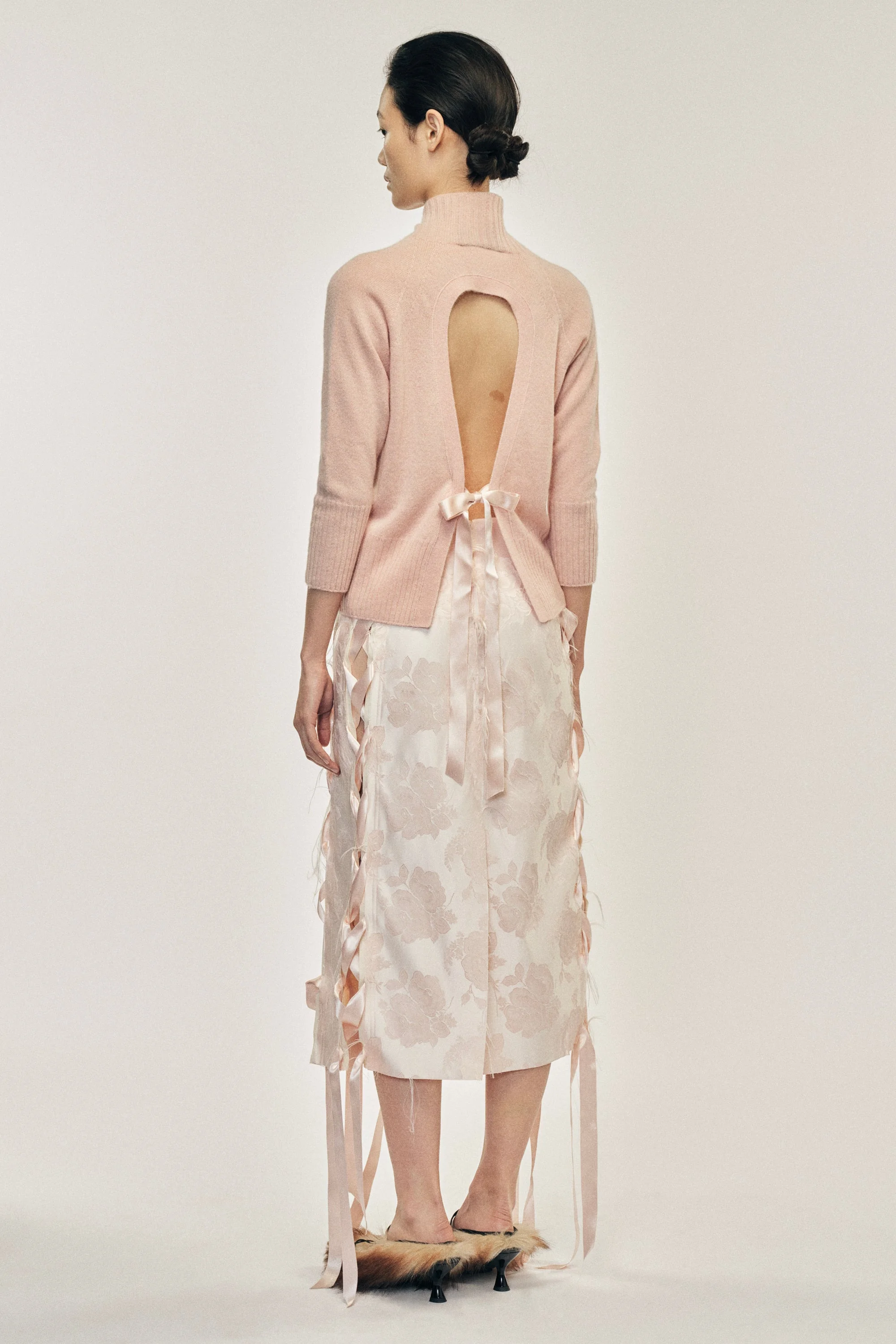 Cashmere Open Back High Neck Jumper - 1