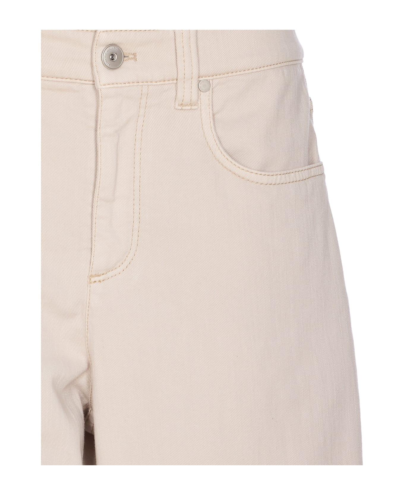 Loose Barrel Denim Pants With Monile - 4