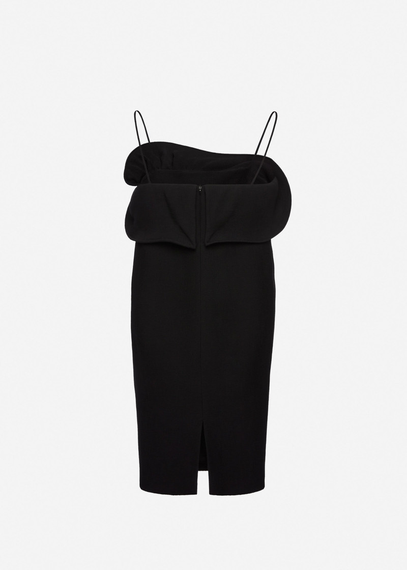 Sculptural neckline dress in black 2