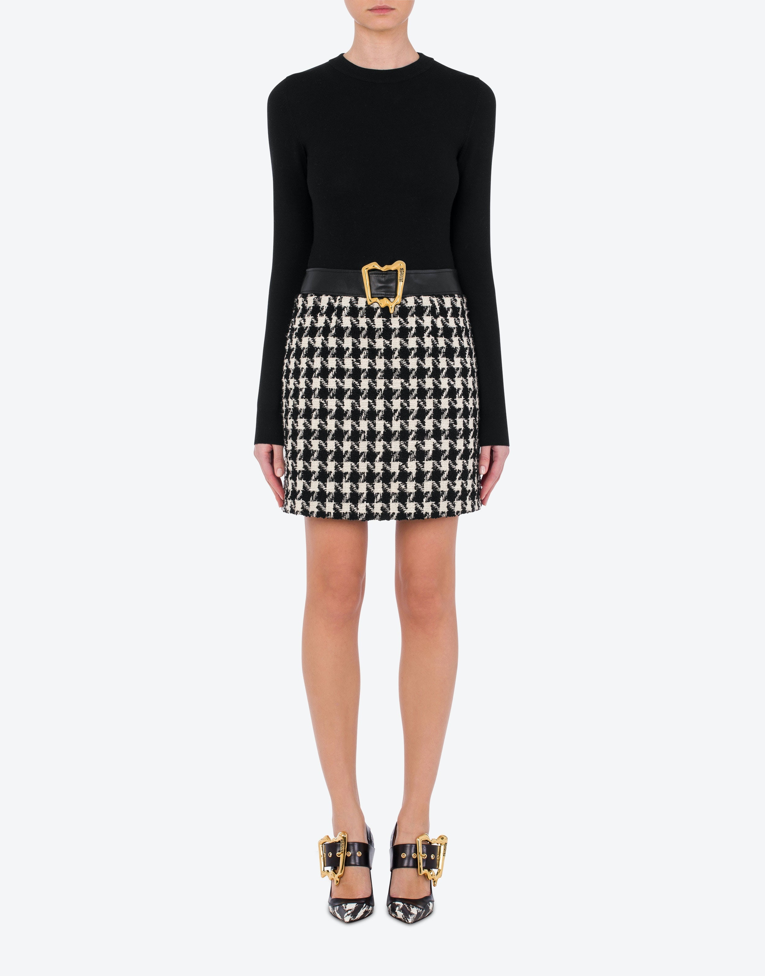 MORPHED BUCKLE KNITTED BOUCLÉ DRESS - 2