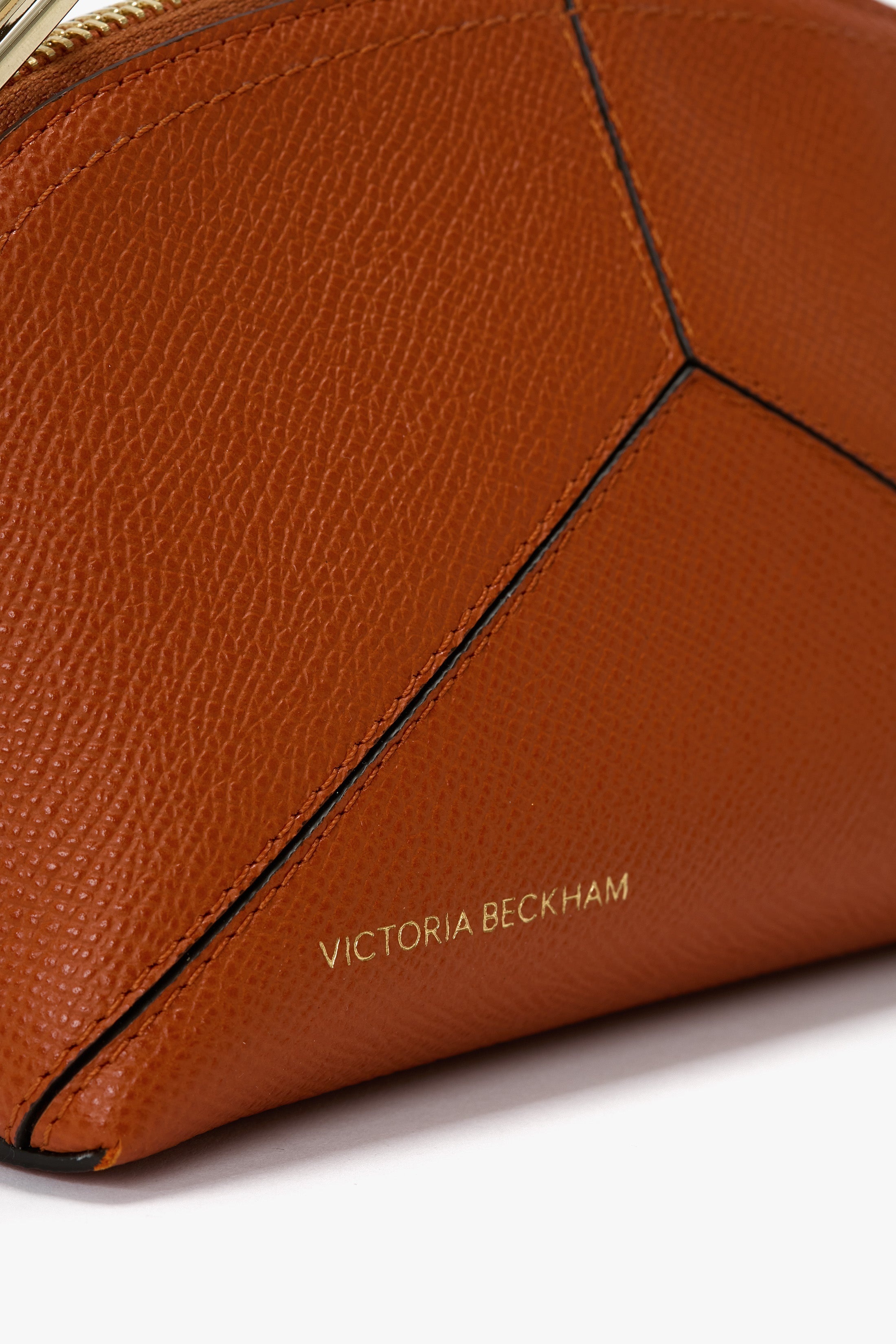 Victoria Mini Wash Bag In Burnt Orange Grained Leather - 6