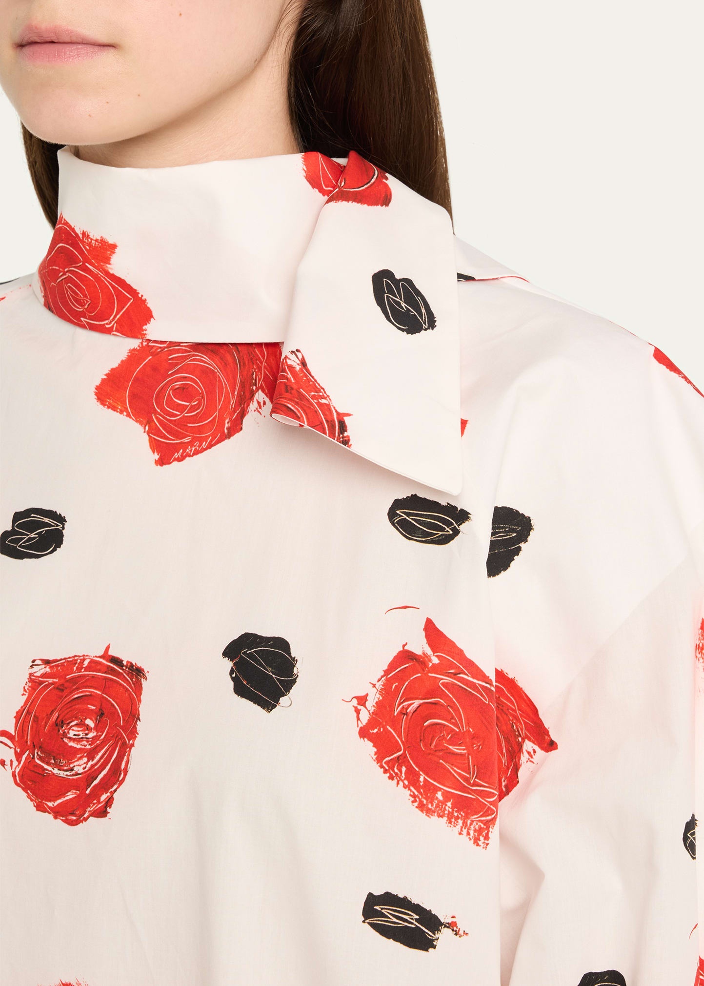 Rose-Print Scarf Oversized Balloon Top - 5