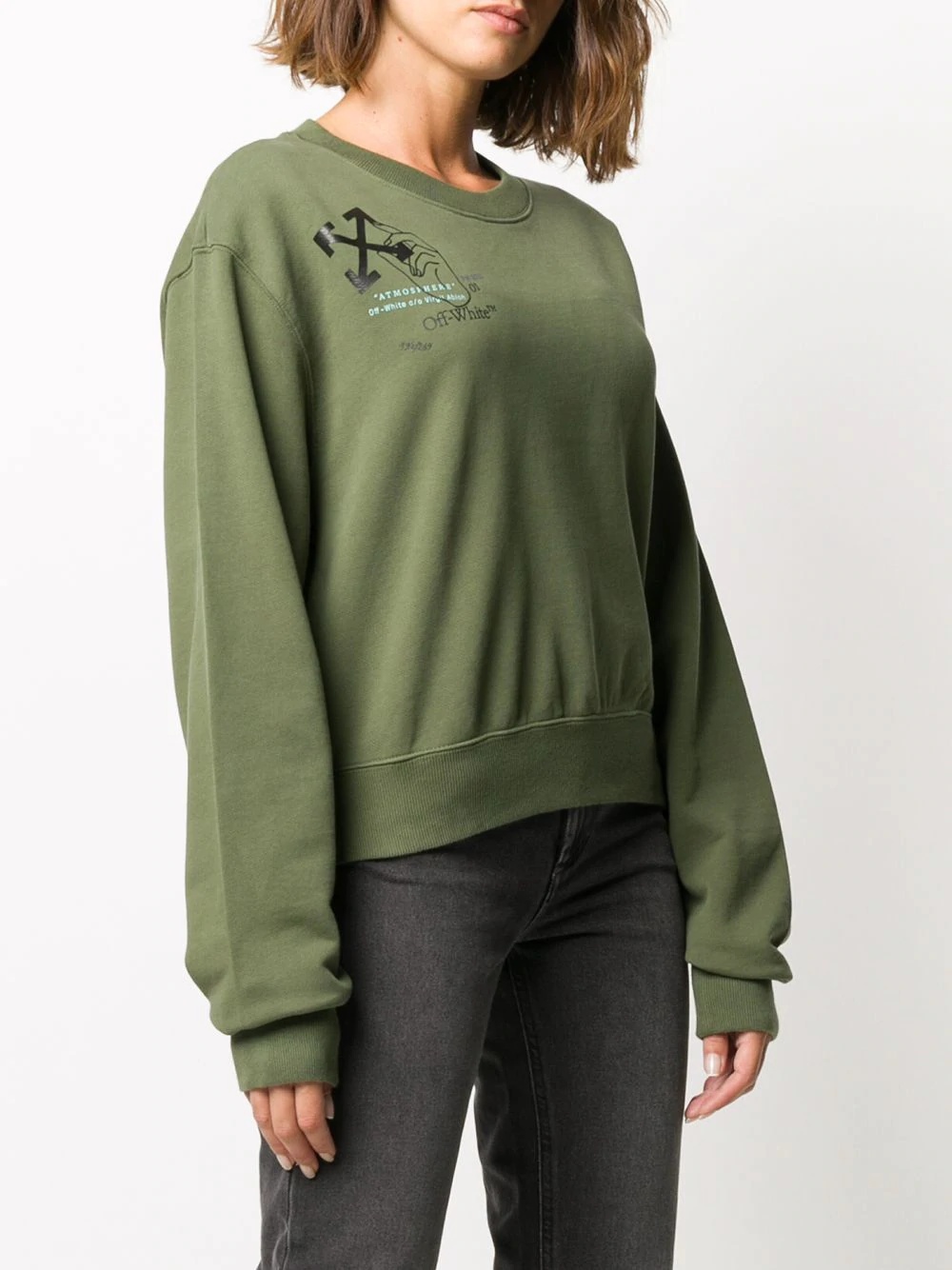 arrow print cropped sweatshirt - 3